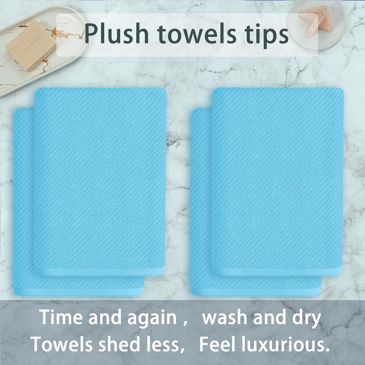 VOOVA & MOVAS Bath Towel Set, 4PC Large 30" x 56" - 100% Cotton | Quick Dry | Thick | Light Weight