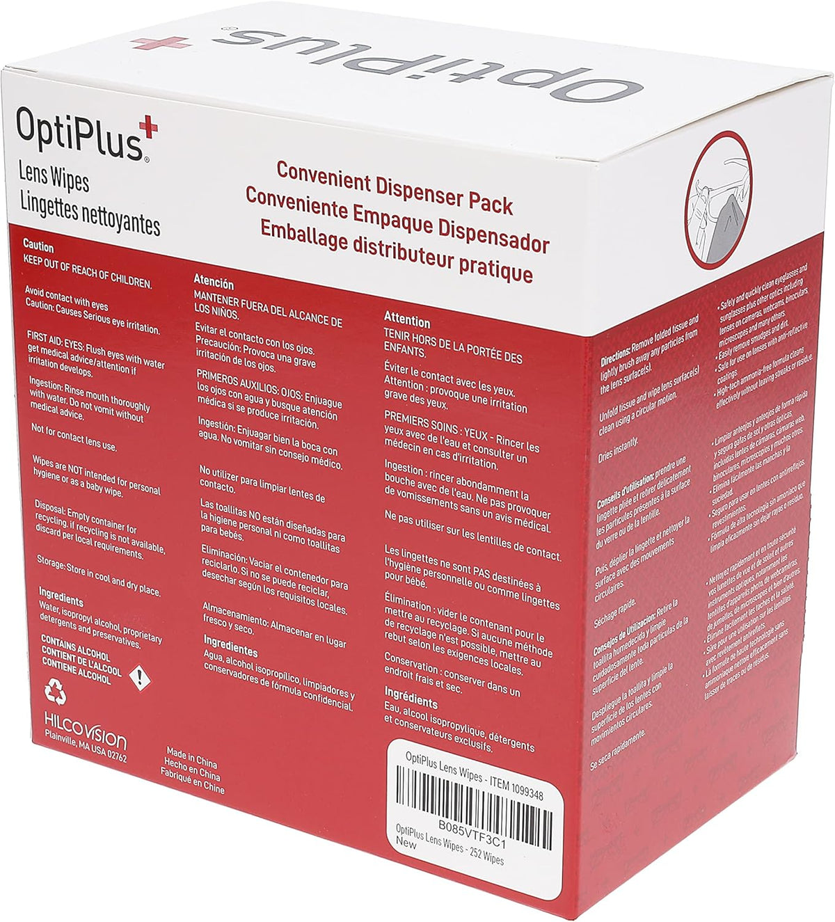 OptiPlus Eyeglass Lens Wipes l Pre-Moistened l Cleaning Wipes for Glasses, Computer & Laptops