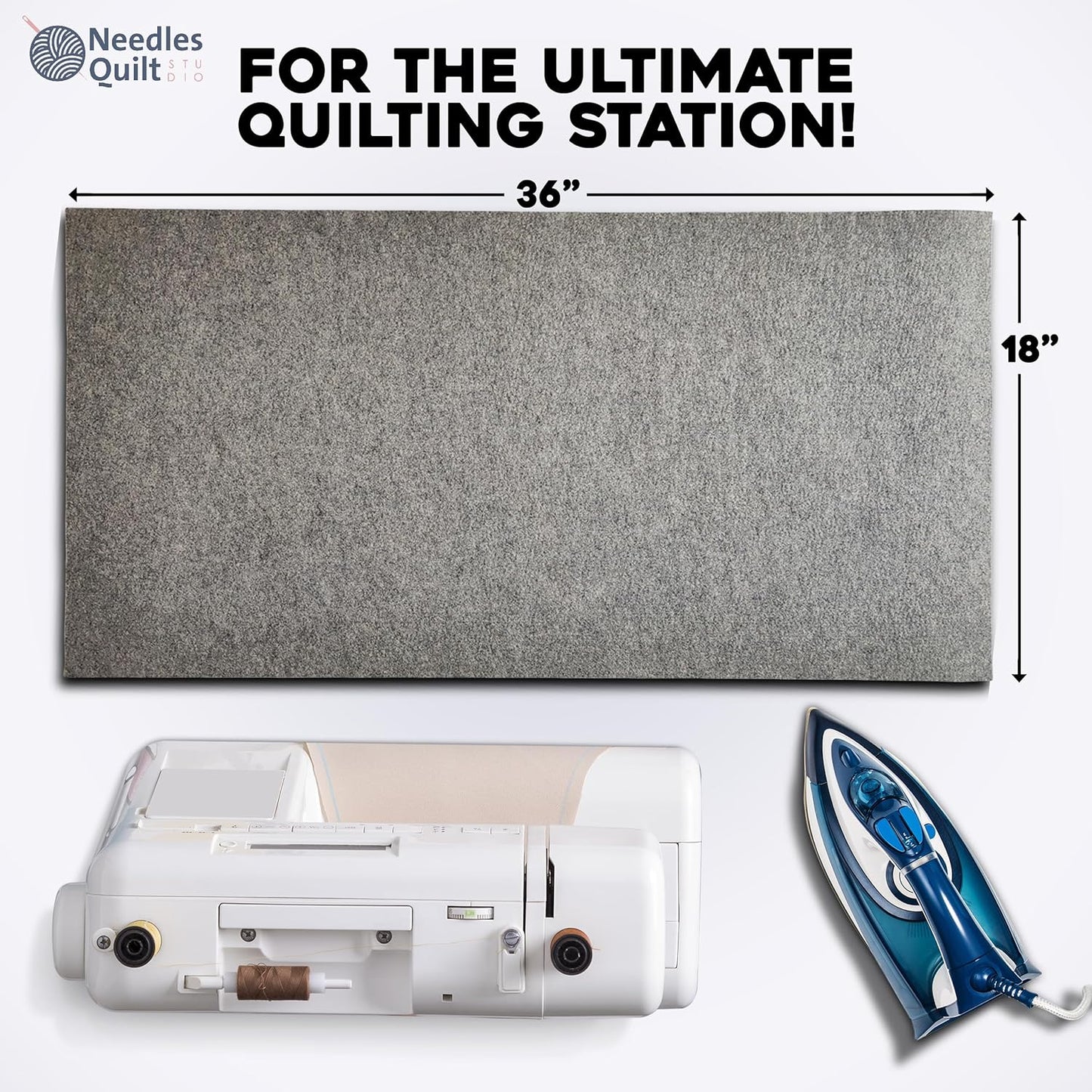 36" x 18" Wool Pressing Mat for Quilting | 100% Natural New Zealand Wool Ironing Mat for Quilters |
