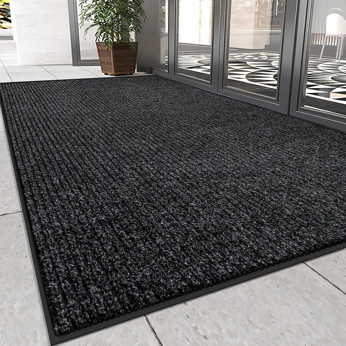 Vicwe Indoor Outdoor Door Mat,4'x8' Heavy Duty Front Door Mat, Non-Slip Washable Doormats Entrance