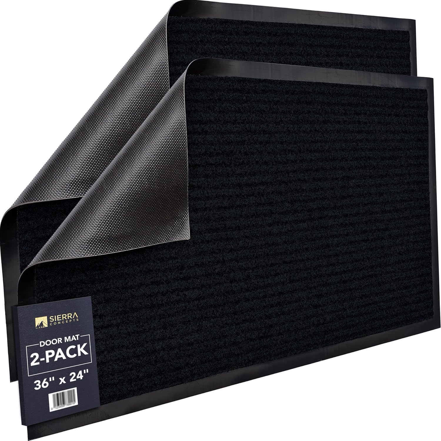 Sierra Concepts 2-Pack Front Door Mat - Large 36 x 24 Welcome Indoor Outdoor Entryway Mats for Shoe