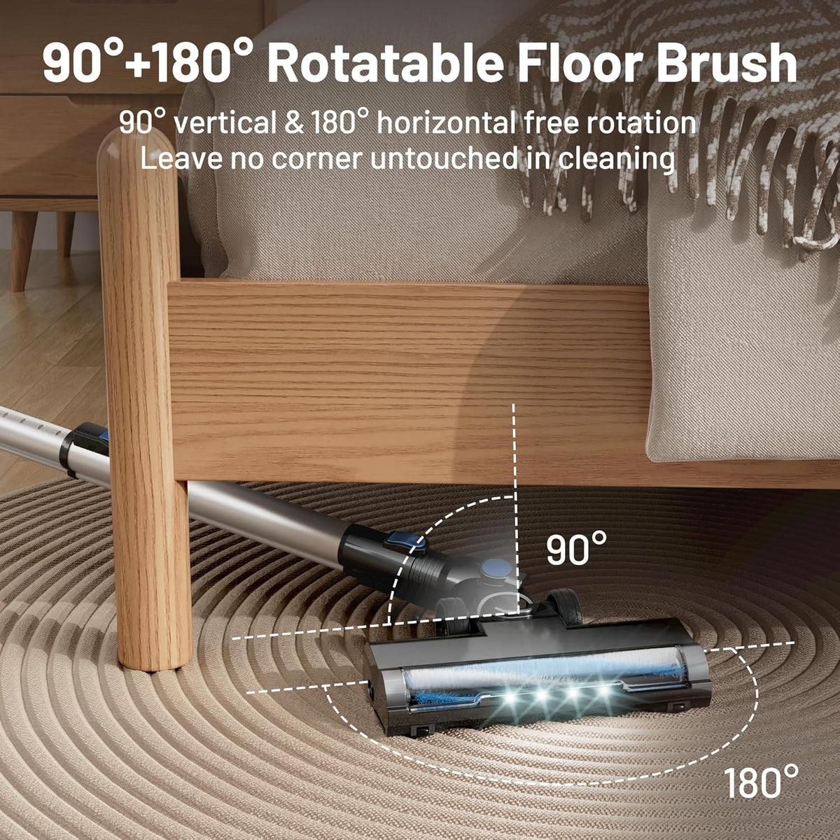 Cordless Vacuum Cleaner with Self-Standing, LED Screen Stick Vacuum Cleaners for Home, Lightweight