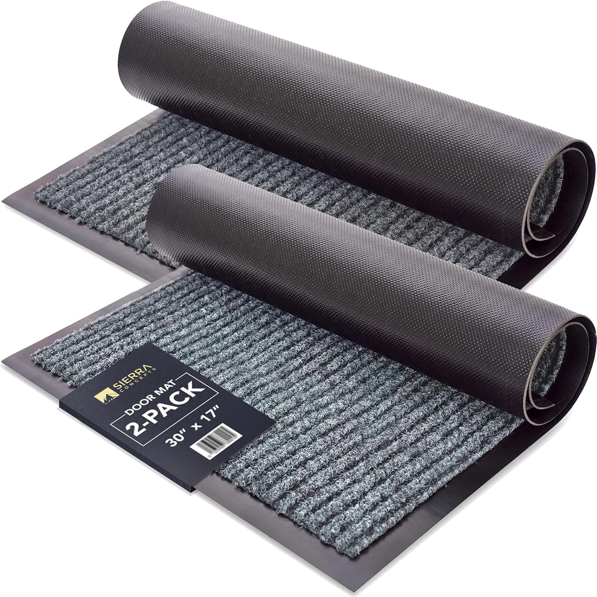 Sierra Concepts Front Door Mat Welcome Mats 2-Pack - Indoor Outdoor Entryway Mats for Shoe Scraper