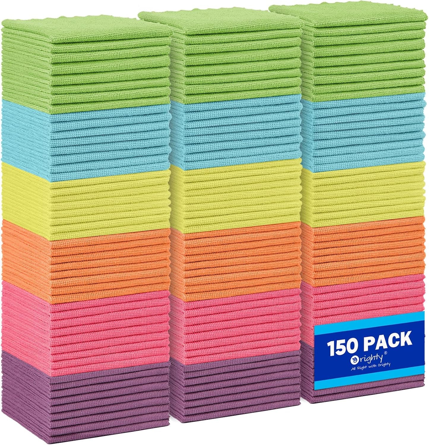 Orighty Microfiber Cleaning Cloths, Pack of 150, Highly Absorbent Cleaning Supplies, Lint Free