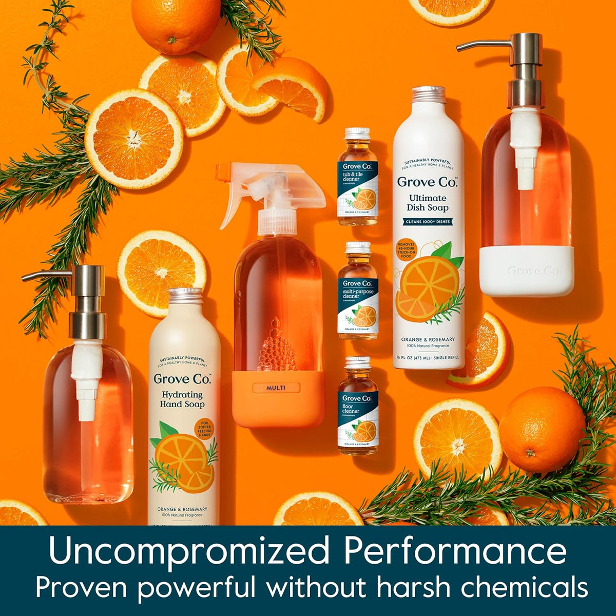 Grove Co. Floor Cleaner Refill Concentrate (6 x 1 Fl Oz) Plant-based Household Cleaning Supplies