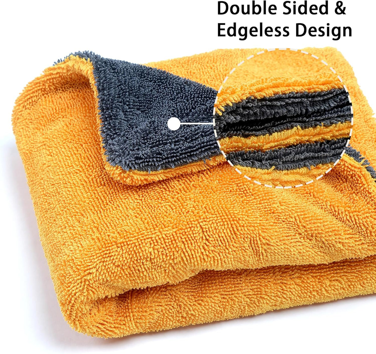 Greenfound Microfiber Towel for Cars, 1000GSM Car Drying Towel, Double Twist Pile & Edgeless