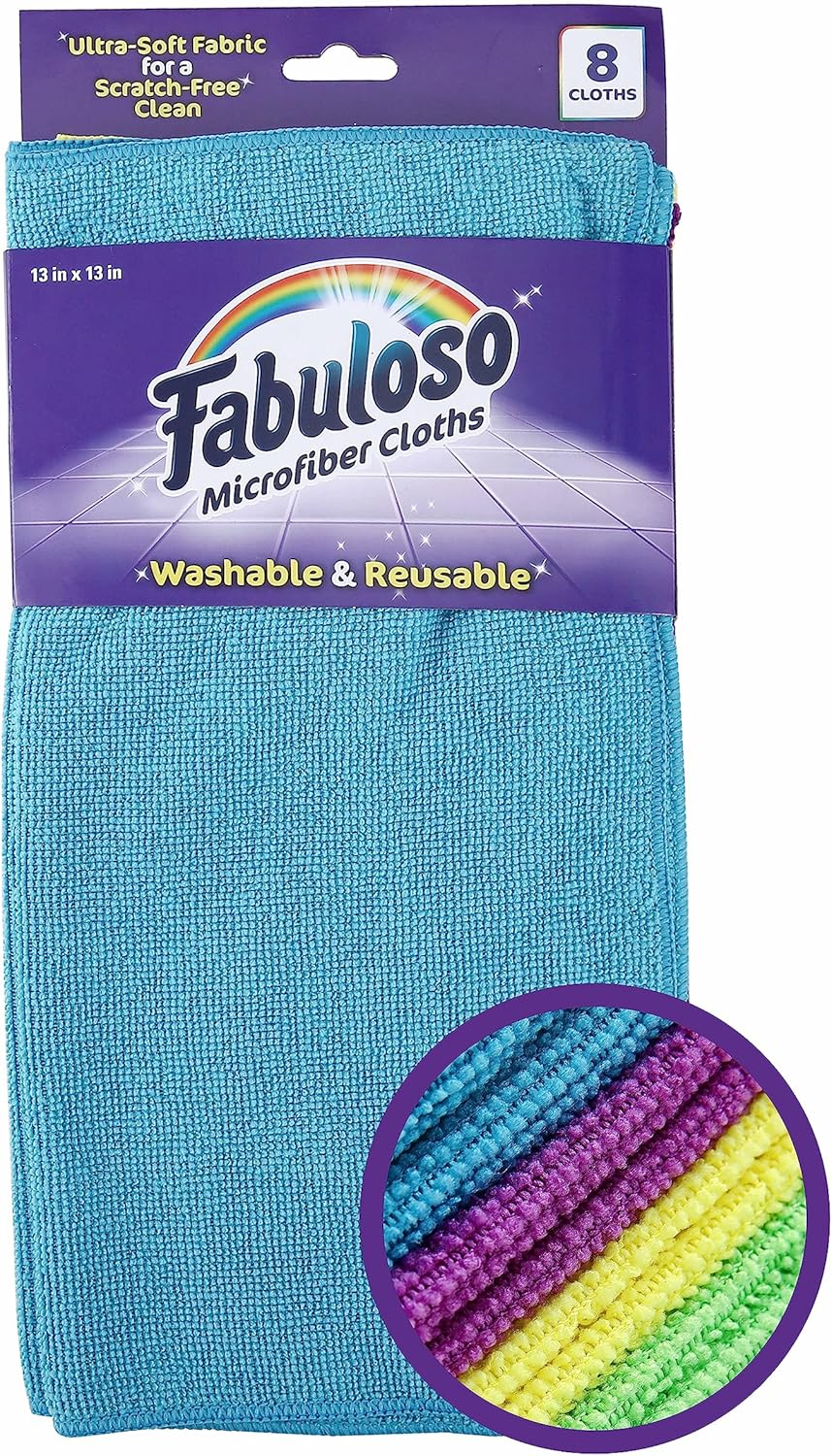 Fabuloso Microfiber Cleaning Cloths, Rainbow - Lint-Free, Scratch-Free Cleaning Cloths for Surfaces