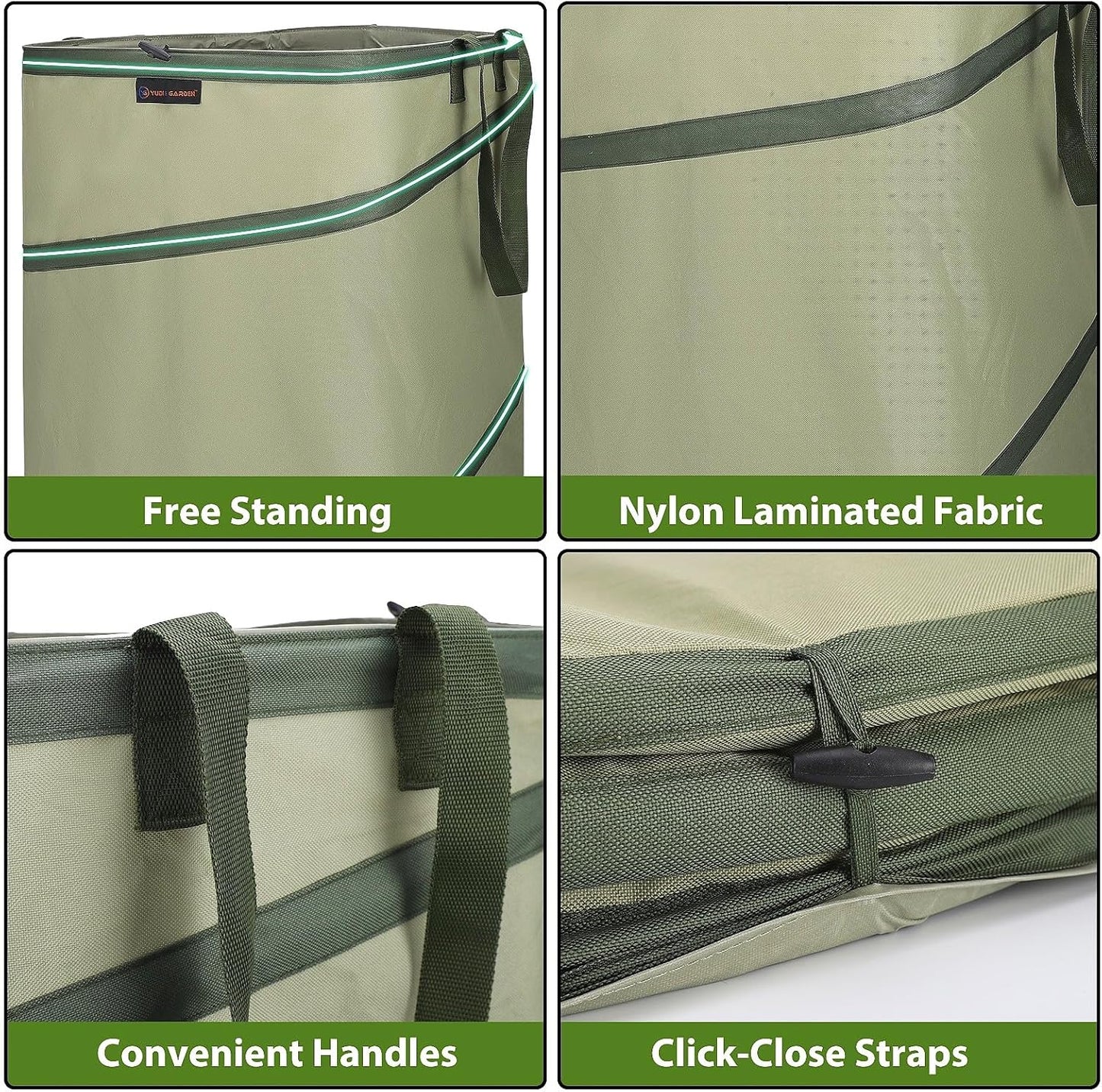 YUDI & GARDEN 46 Gallon Square Collapsible Yard Waste Containers｜Collapsible Trash Can｜Camping