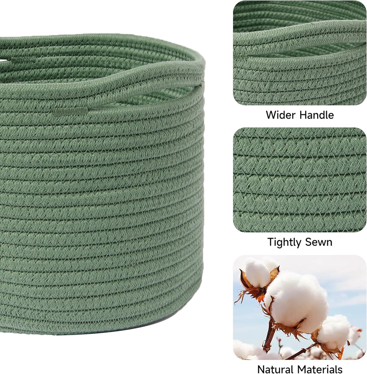 Small Basket for Organizing | Cube Shelf Closet Storage Baskets | 9.7×9.7×7.1” | Woven Rope Gift