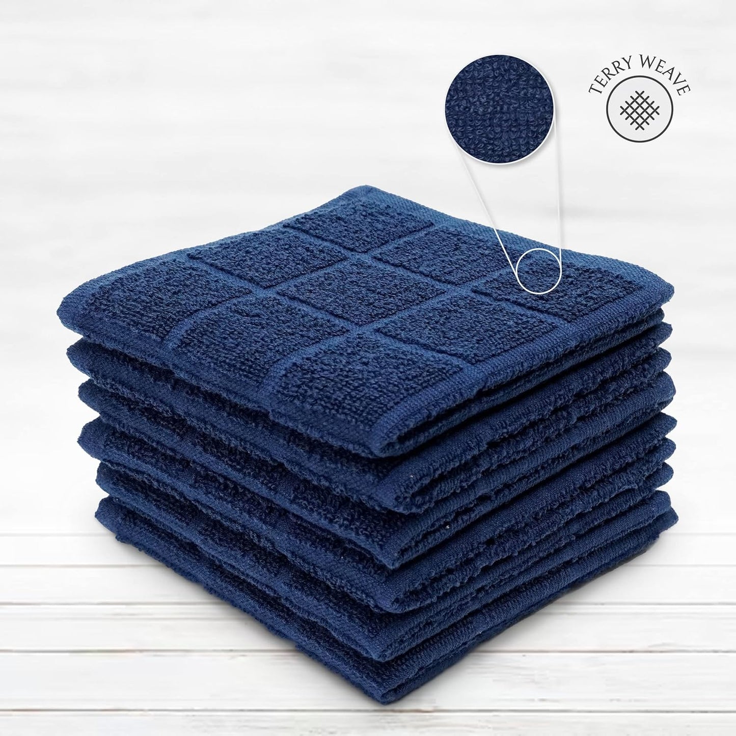 100% Cotton Terry Dish Cloth & Dish Towel, 6 Pack, Super Soft and Absorbent Kitchen Towels, Perfect