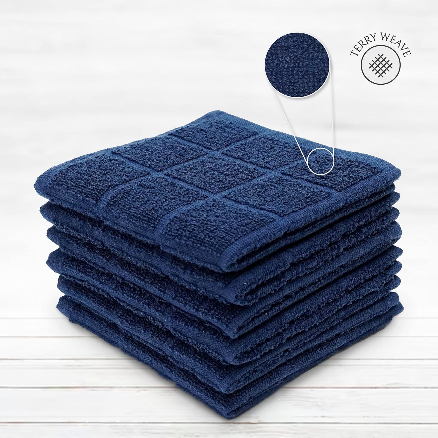 100% Cotton Terry Dish Cloth & Dish Towel, 6 Pack, Super Soft and Absorbent Kitchen Towels, Perfect