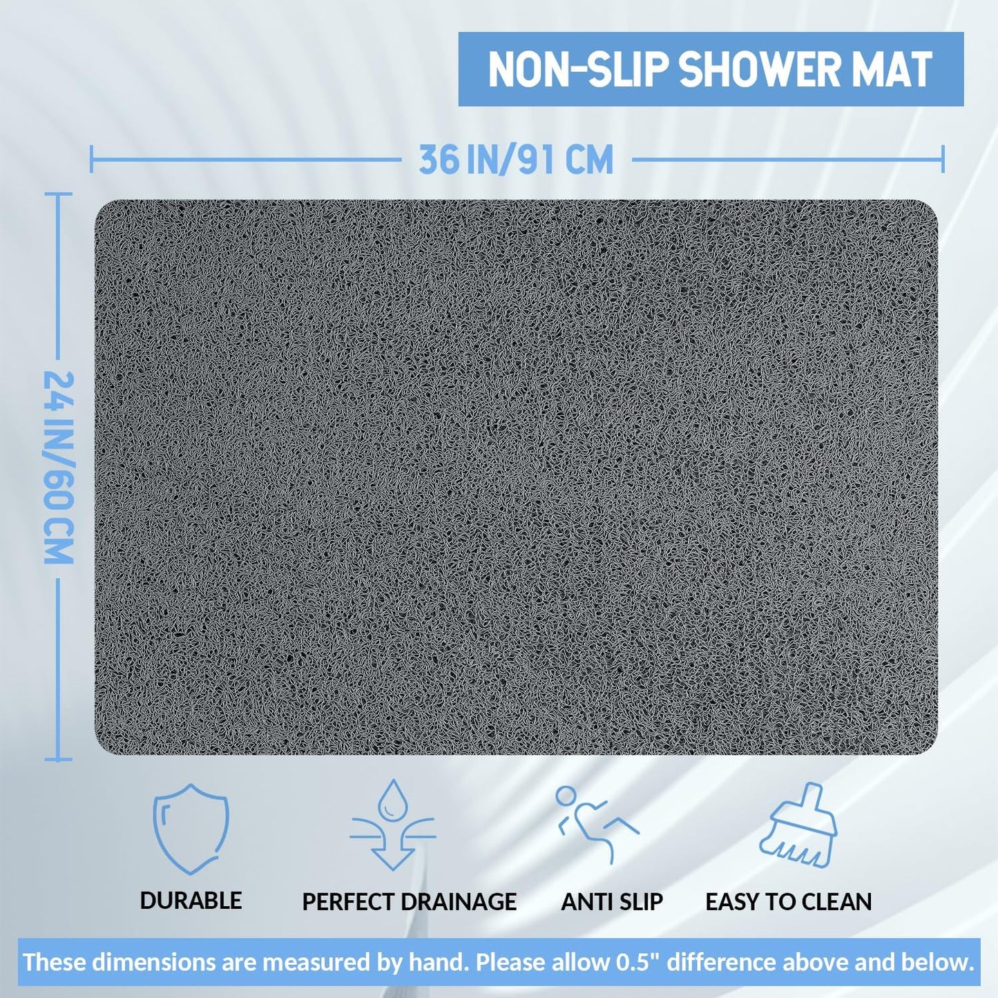 Non-Slip Bathtub Mat, Anti Slip Shower Mat, Fast Drying Bathtub Mats, Foot Scrubber Mat, Anti Slip