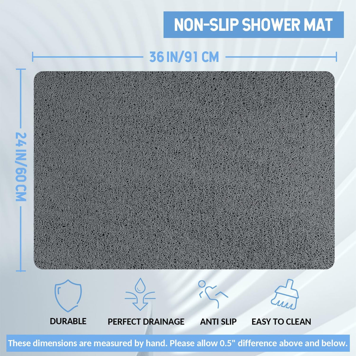 Non-Slip Bathtub Mat, Anti Slip Shower Mat, Fast Drying Bathtub Mats, Foot Scrubber Mat, Anti Slip