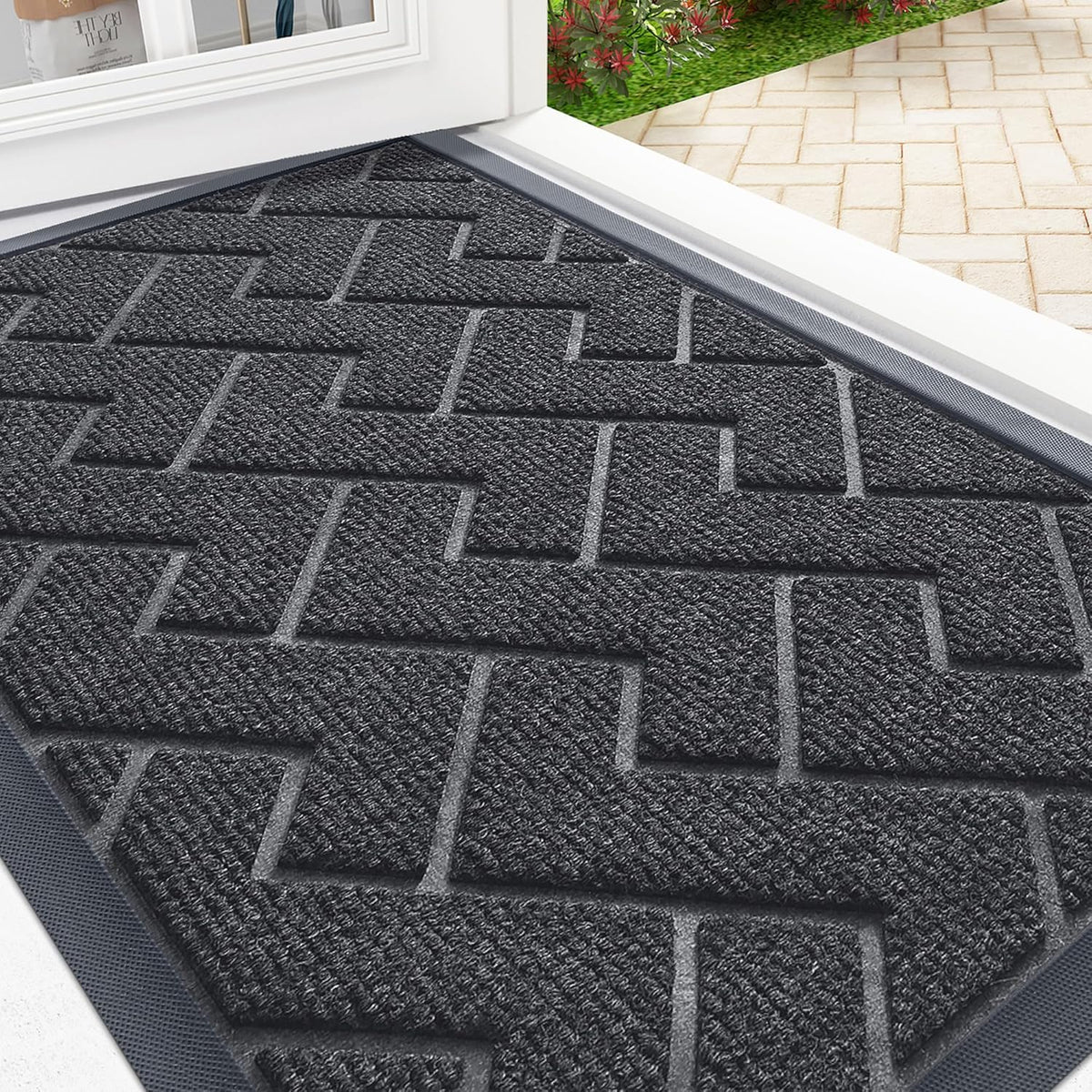 OLANLY Front Door Mat Indoor Outdoor Entrance, Waterproof All-Season, All-Weather Doormat, Sturdy