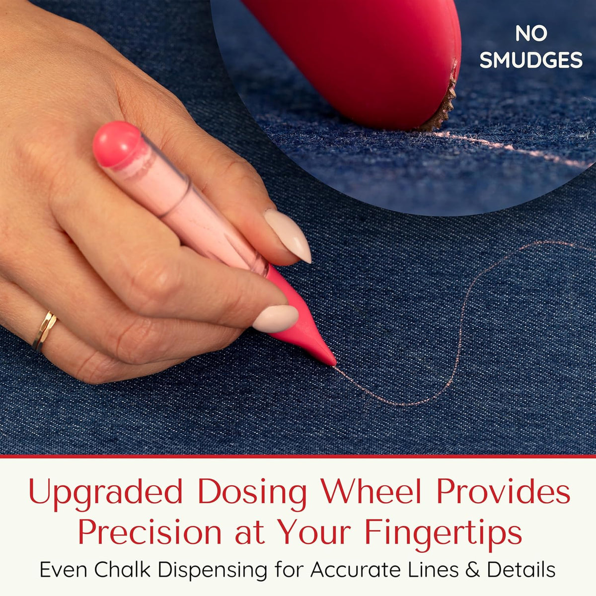 Fabric Markers for Sewing ??Ergonomic Tailors Chalk Pen with Improved Dosing Wheel for Sharp Lines