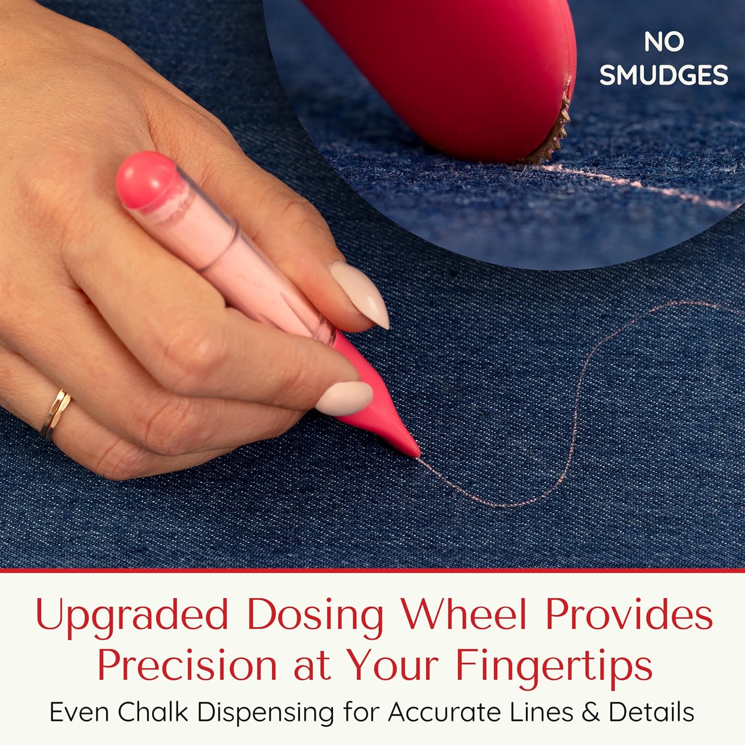 Fabric Markers for Sewing ??Ergonomic Tailors Chalk Pen with Improved Dosing Wheel for Sharp Lines