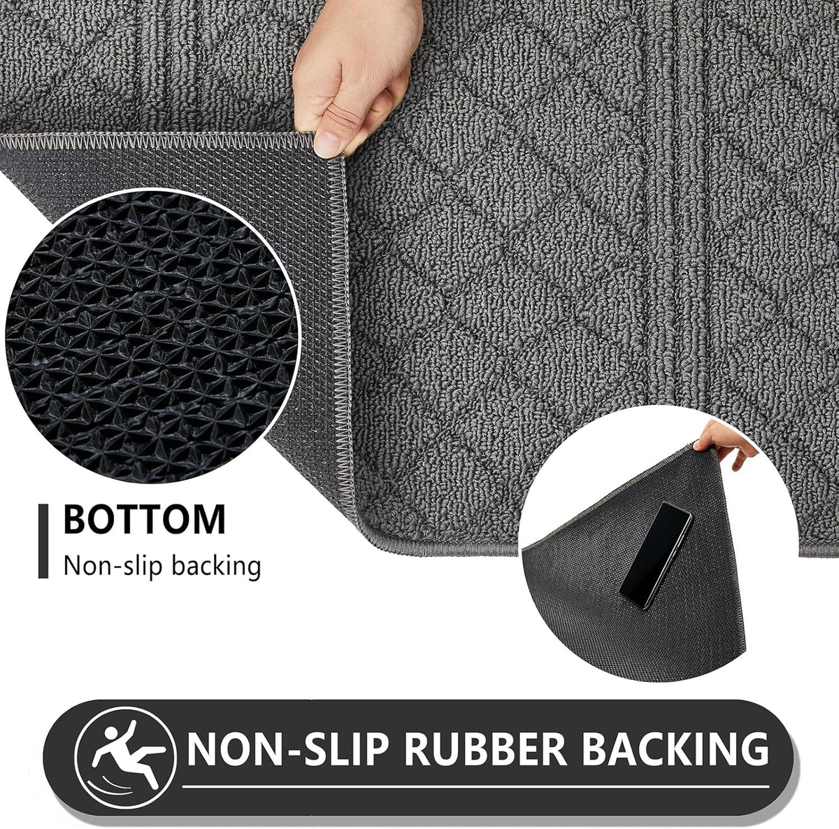 REFETONE Indoor Doormat, Front Back Door Mat 20"x32" Absorbent Rubber Backing Non Slip Door Mats