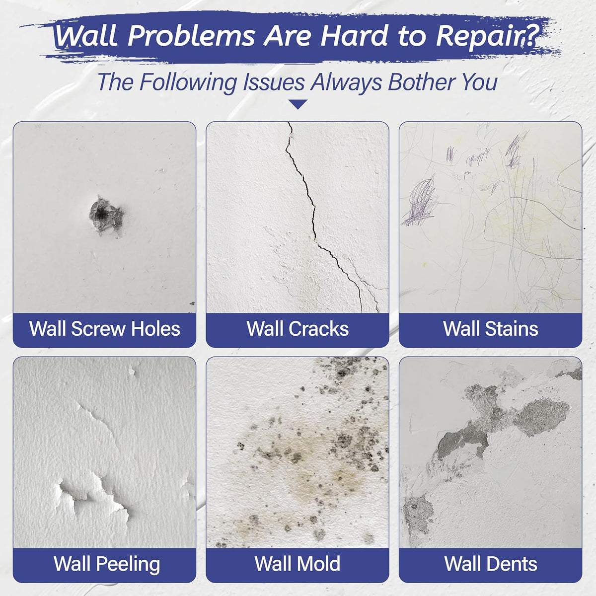 Oriflame Drywall Repair Kit: 8.5 Ounce Spackle Wall Repair with Patch/Scraper/Sandpaper/Gloves