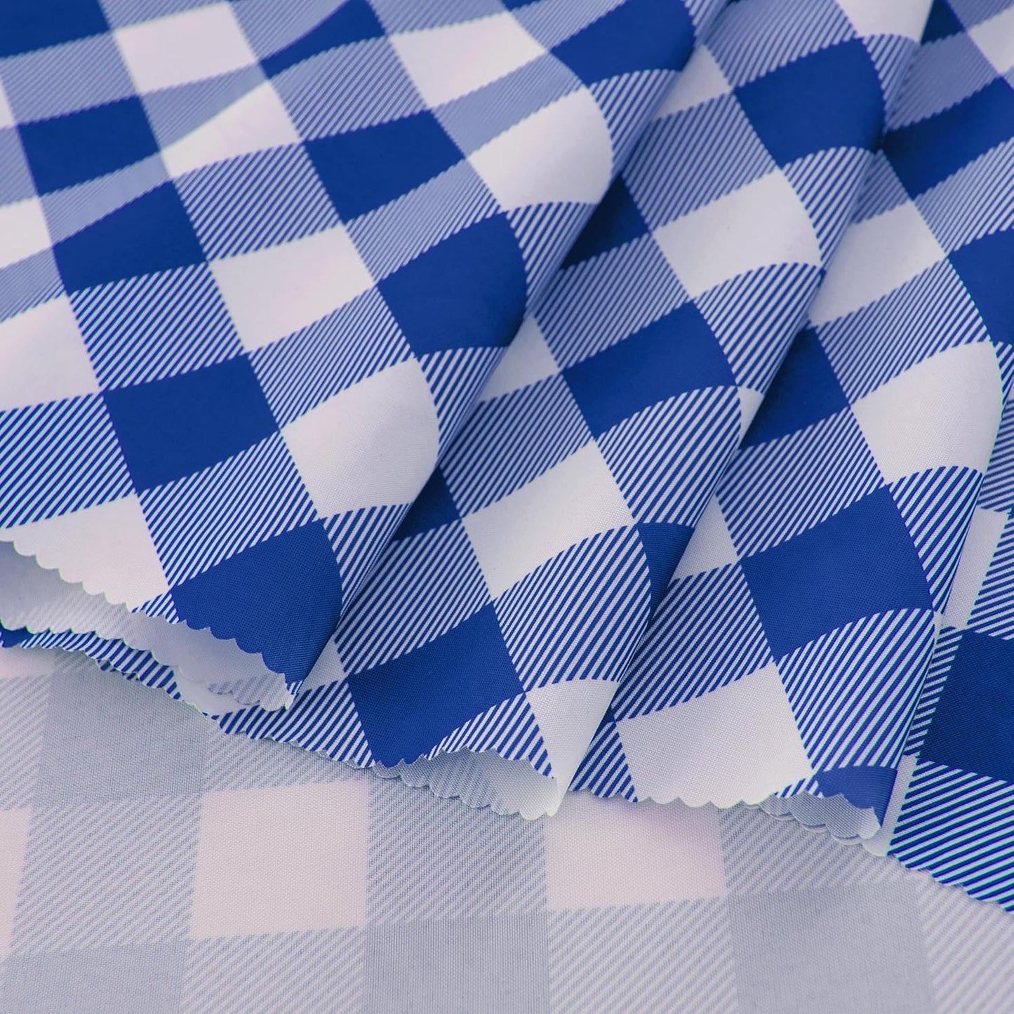 Waterproof Plaid Tablecloth Fabric - Round 58 Inch Classic Gingham Checker Table Cloth for