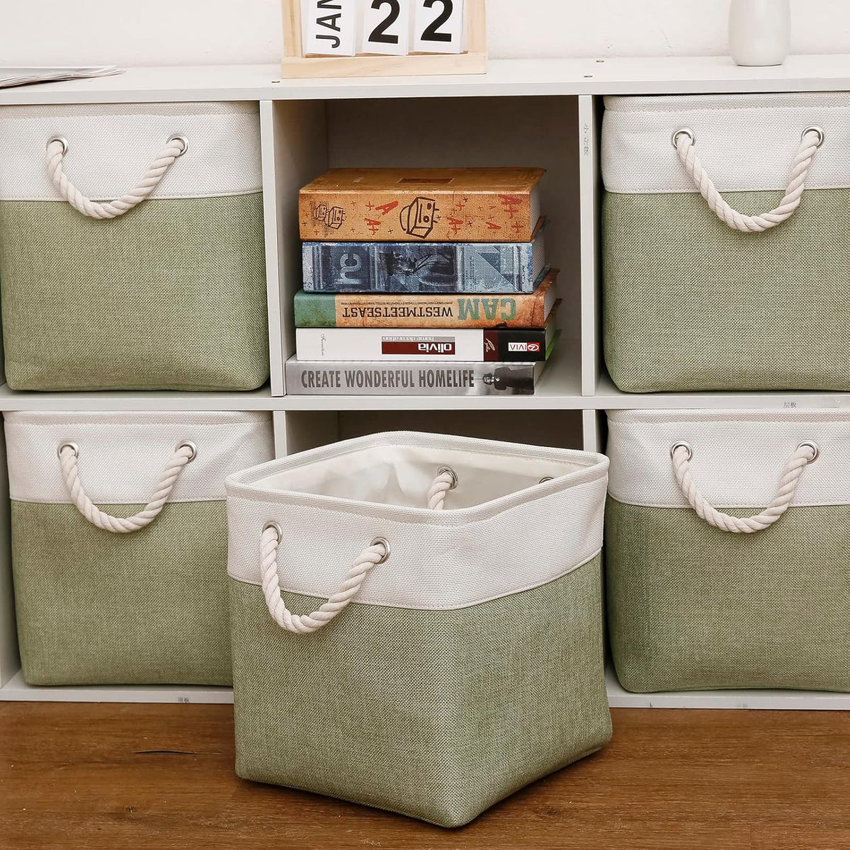 Cube Storage Bins, Collapsible Fabric Storage Cubes Bins, 11 Inch Cube Storage Bins with Handles
