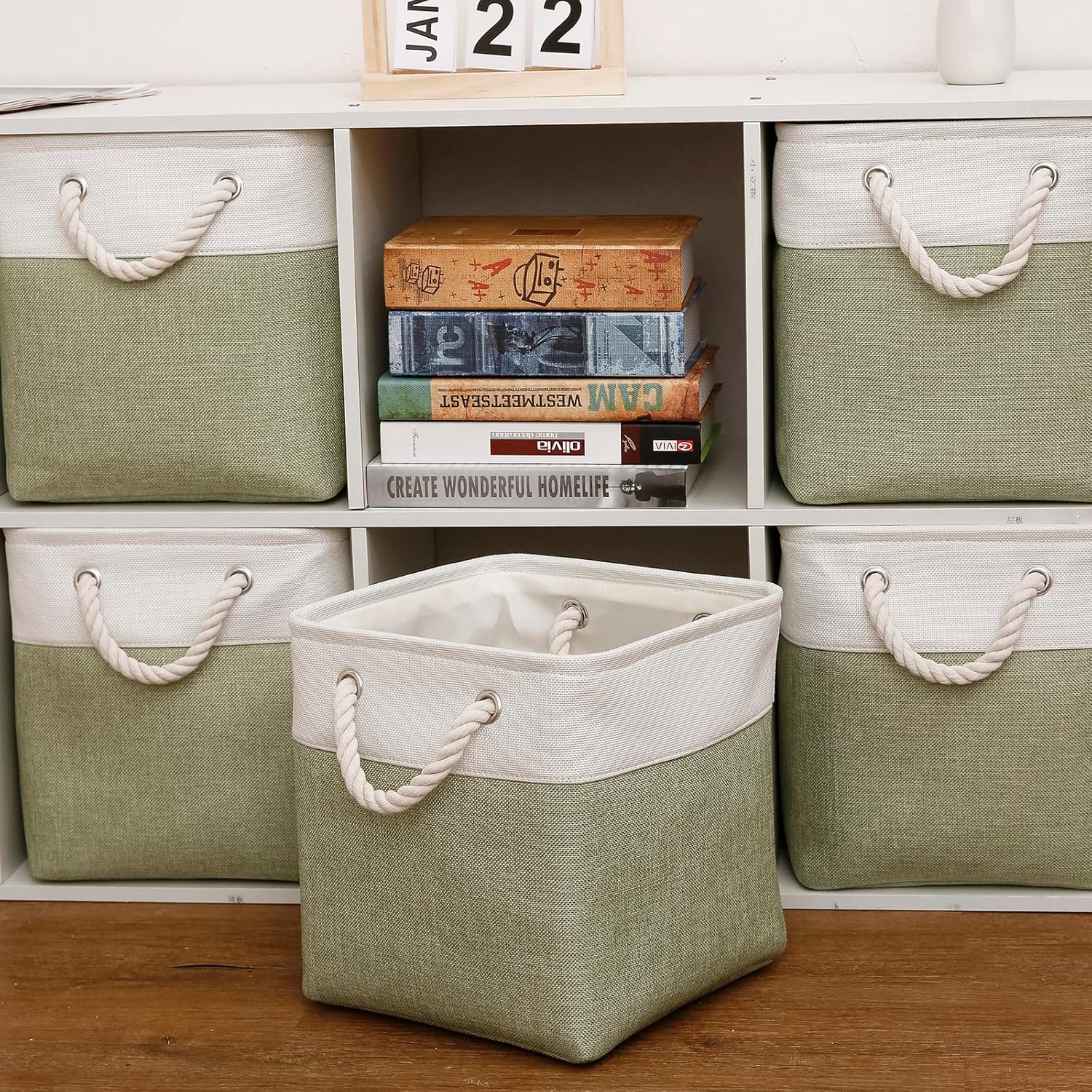 Cube Storage Bins, Collapsible Fabric Storage Cubes Bins, 11 Inch Cube Storage Bins with Handles