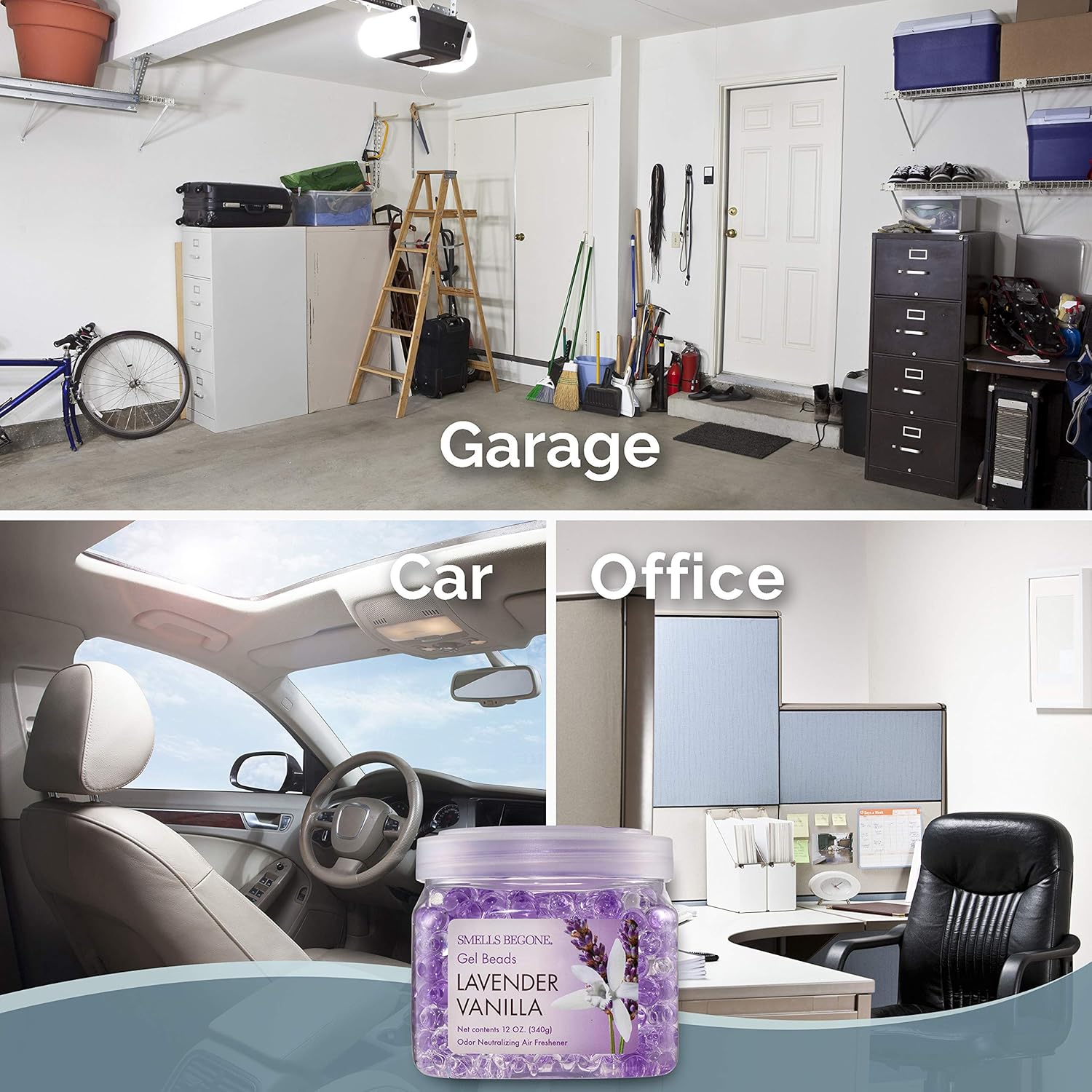 SMELLS BEGONE Odor Eliminator Gel Beads - Air Freshener - Eliminates Odor in Bathrooms, Cars