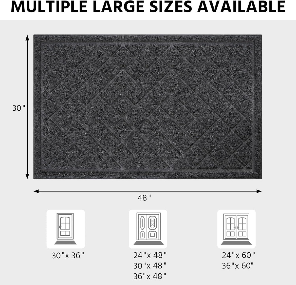 Front Door Mat Outside Entrance, 30" x 48" Heavy Duty All-Season All-Weather Waterproof Doormat