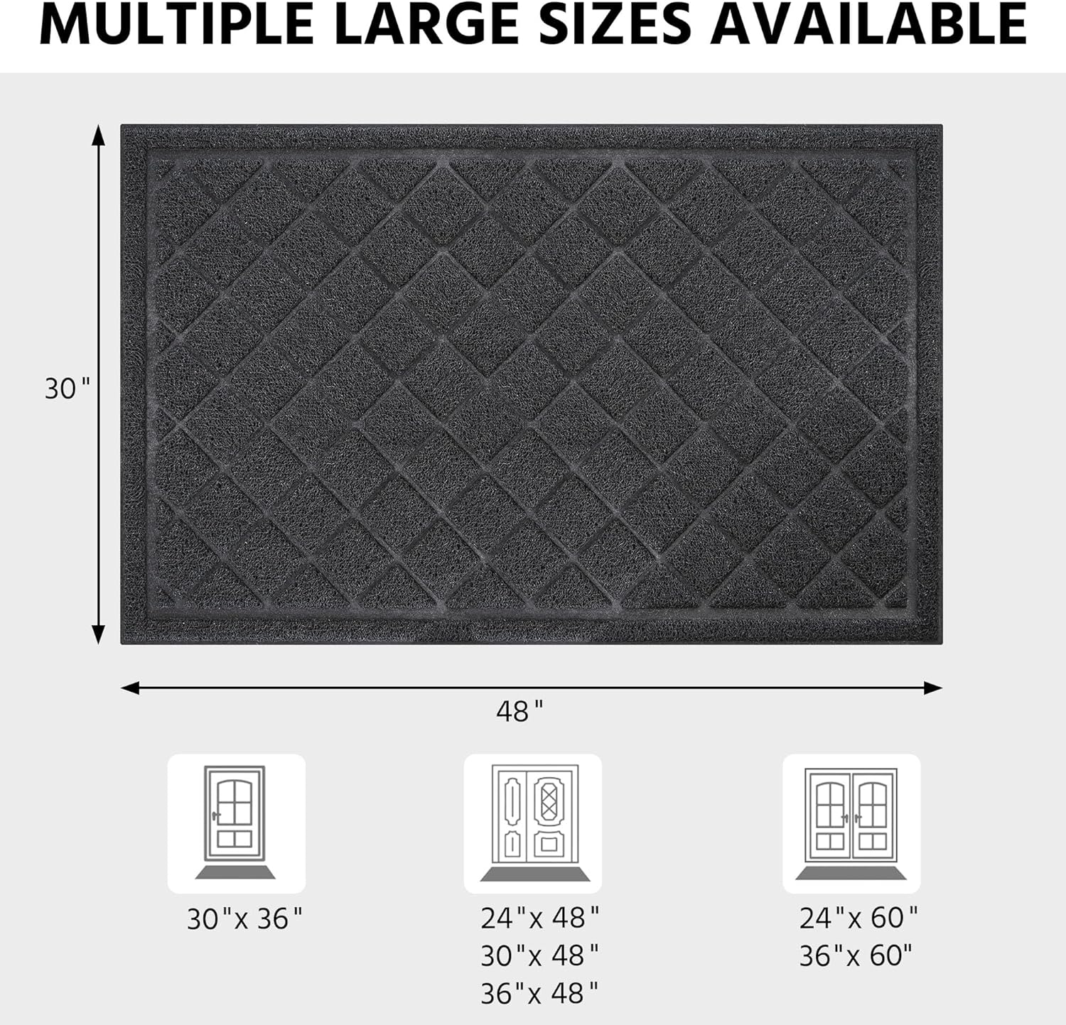 Front Door Mat Outside Entrance, 30" x 48" Heavy Duty All-Season All-Weather Waterproof Doormat