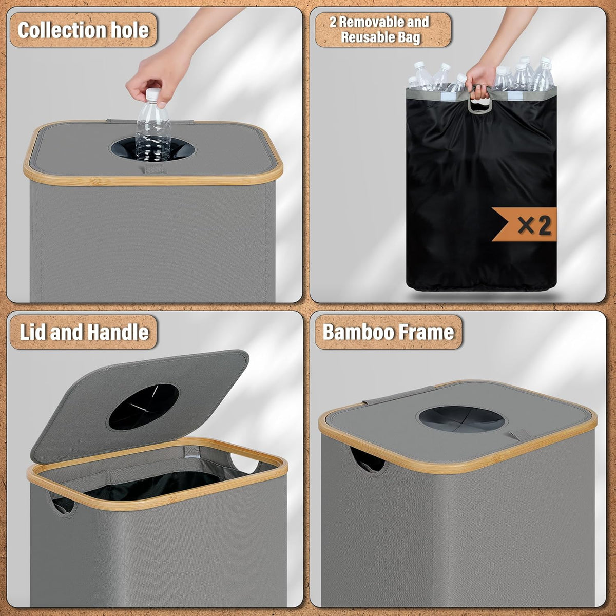 efluky Recycle Bin 26 Gallon, 100L Recycle Bin for Kitchen with 2 Removeable and Reusable Inner