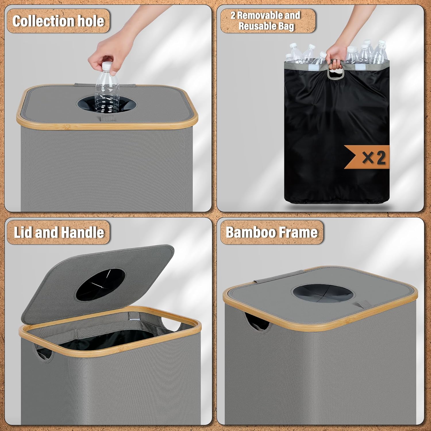 efluky Recycle Bin 26 Gallon, 100L Recycle Bin for Kitchen with 2 Removeable and Reusable Inner