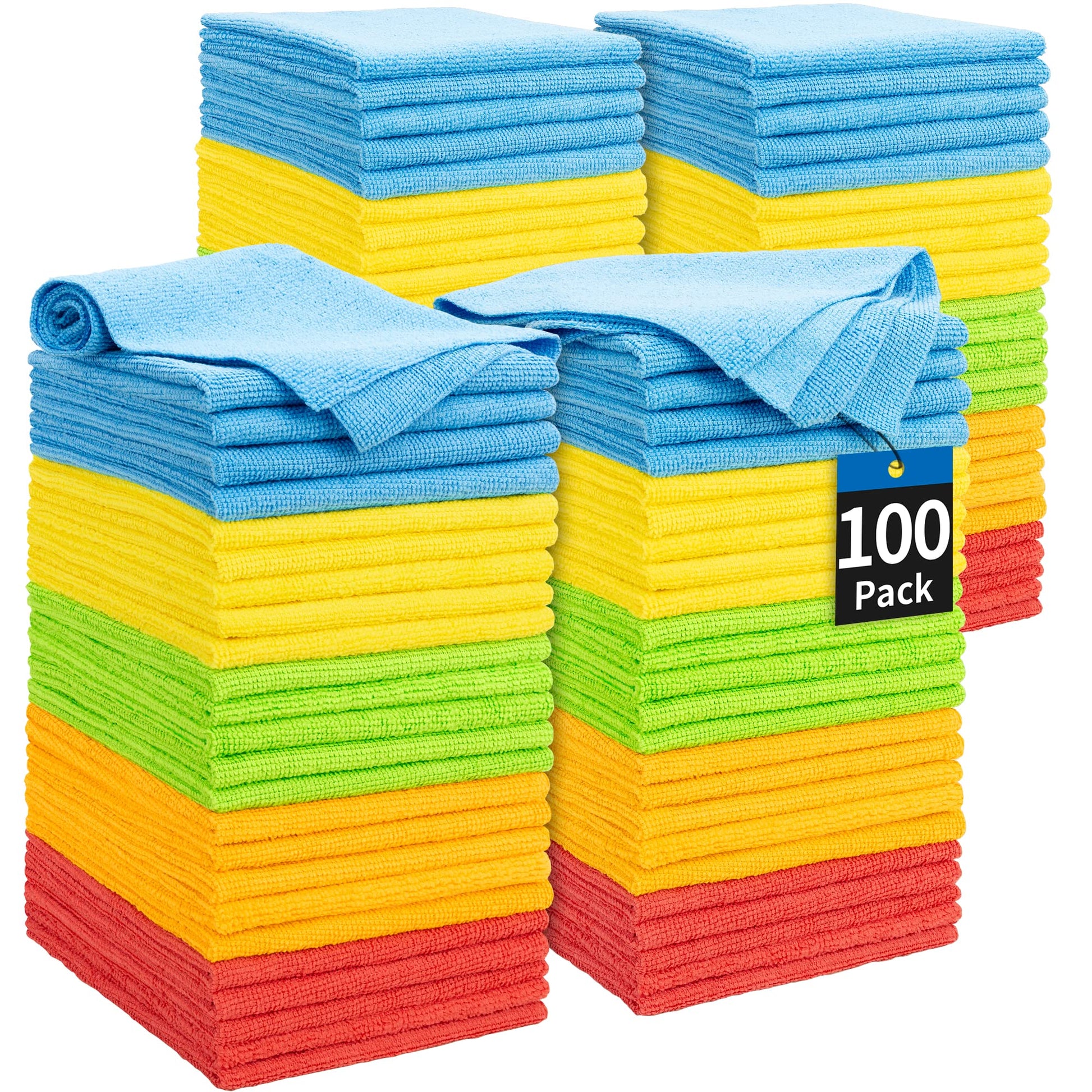 HOMERHYME Microfiber Cleaning Cloth, 100 Pack Cleaning Rags Microfiber Towel Bulk Absorbent