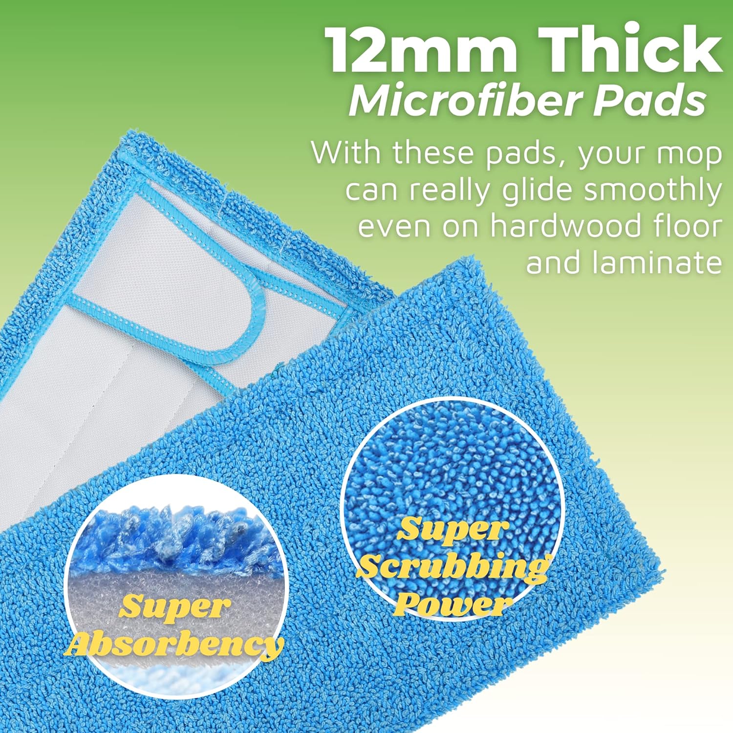 Reusable Mop Pad for Swiffer Sweeper Mop, 12.5'' Microfiber Mop Pad Refill Washable for Hard Floor