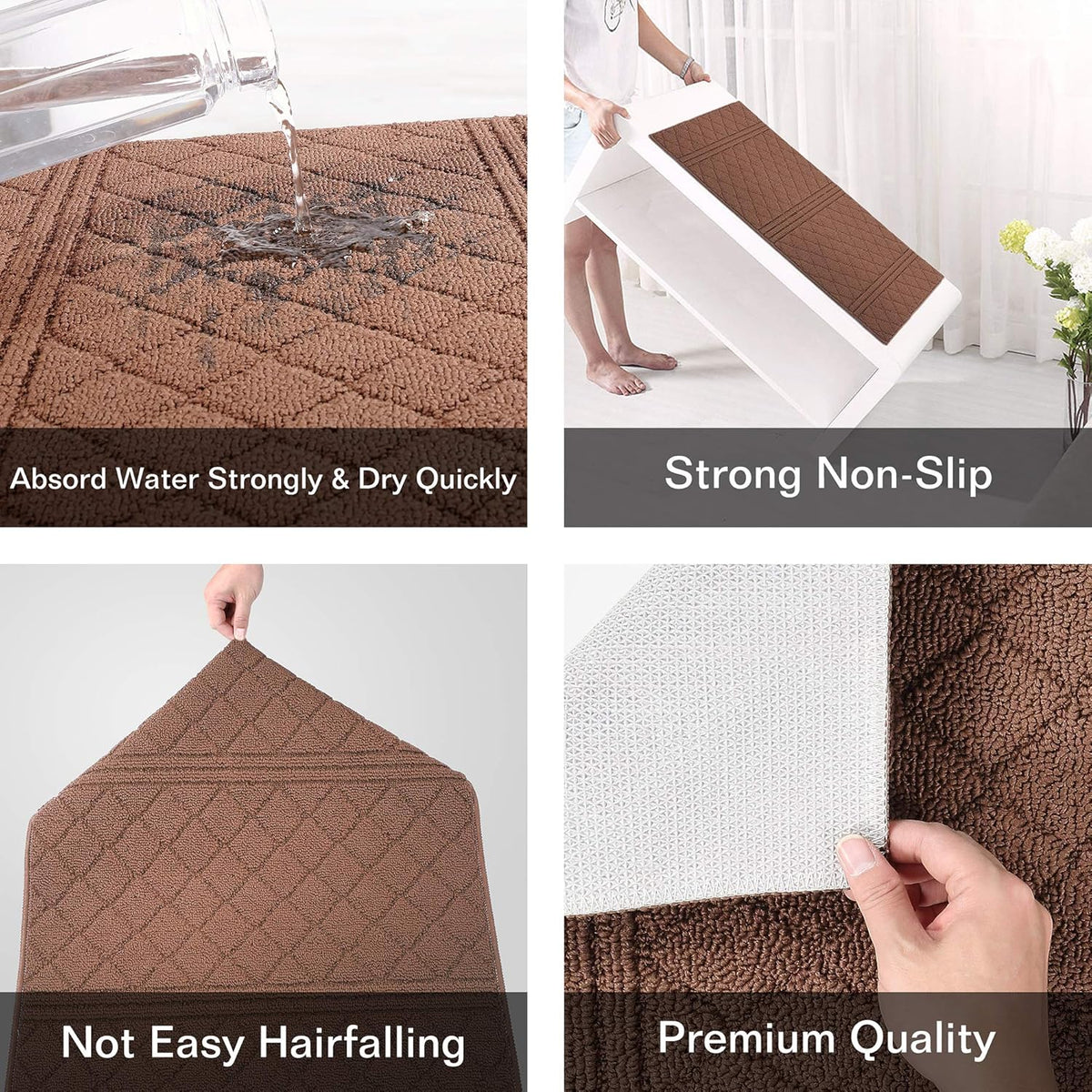 REFETONE Indoor Doormat, Front Back Door Mat 24"x36" Rubber Backing Non Slip Mats, Absorbent Resist