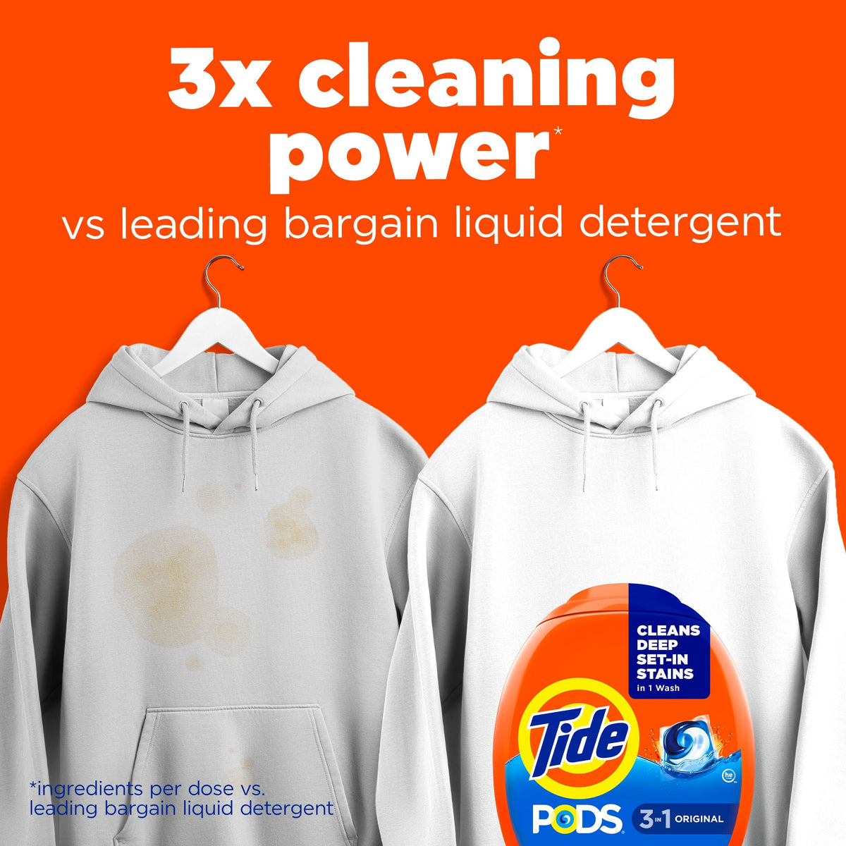 Tide PODS laundry detergent pacs, 3-in-1 Stain Remover, Odor Fighter, Color Protector, 112 Count