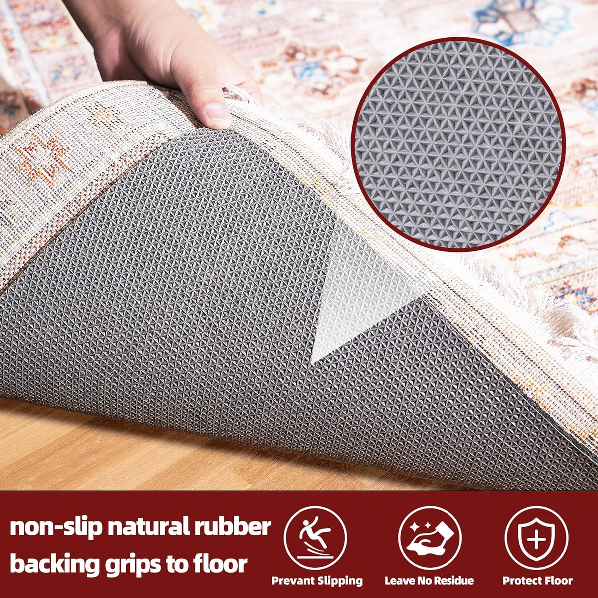 BAGAIL Felt and Natural Rubber Backing Rug Pads 1/4” Thick, Round 6 Ft Non Slip Carpet Gripper Keep