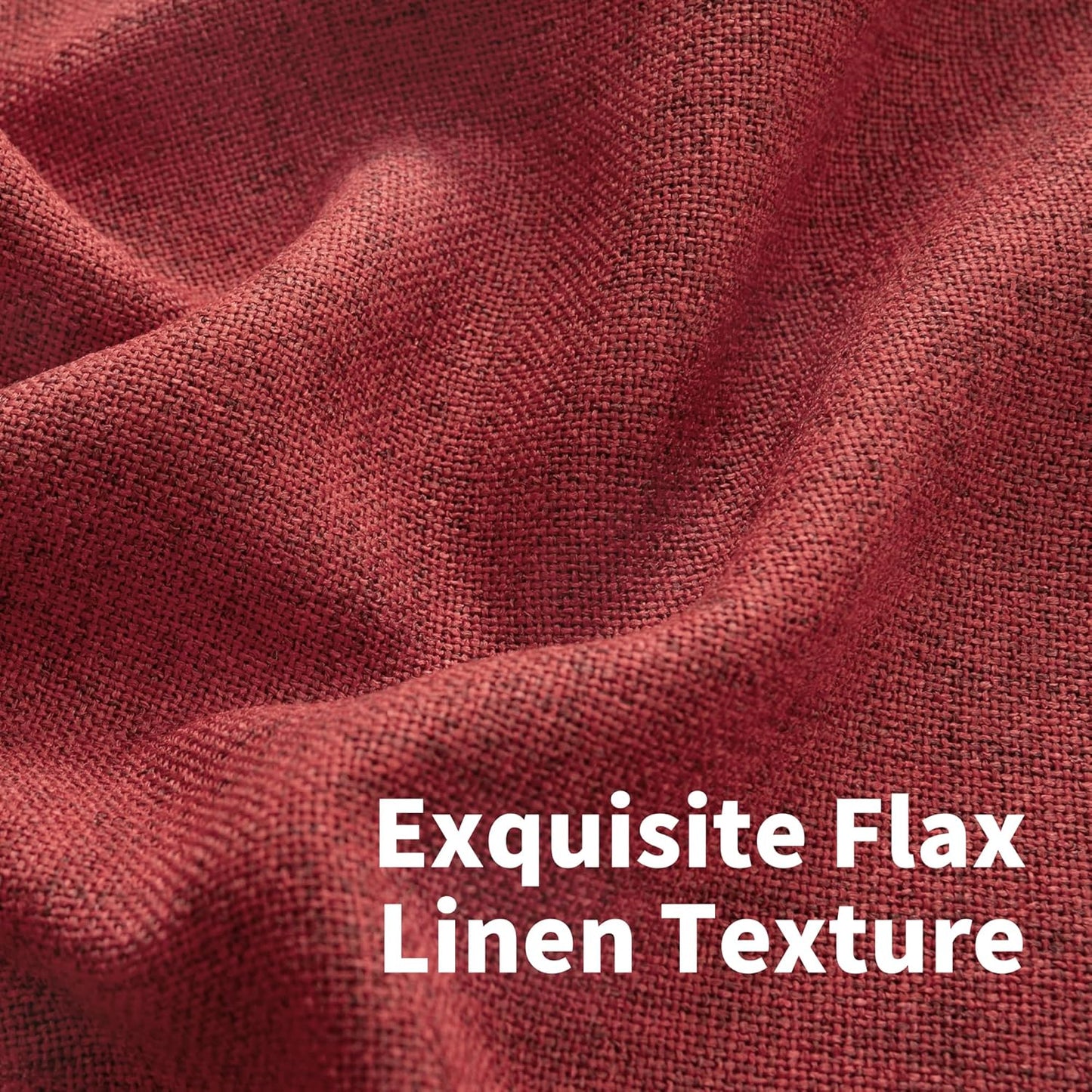 YoungsTex Red Linen Semi Sheer Curtains 84 Inch Length for Living Room 2 Panels Set, Christmas