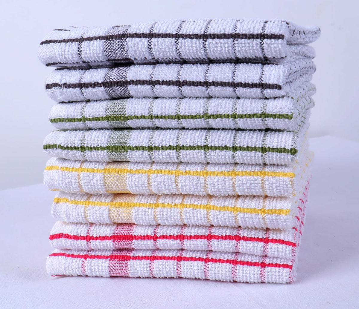 AMOUR INFINI Kitchen Dish Cloths Set of 8 - Ultra Soft, Highly Absorbent, Quick-Drying Terry Cotton