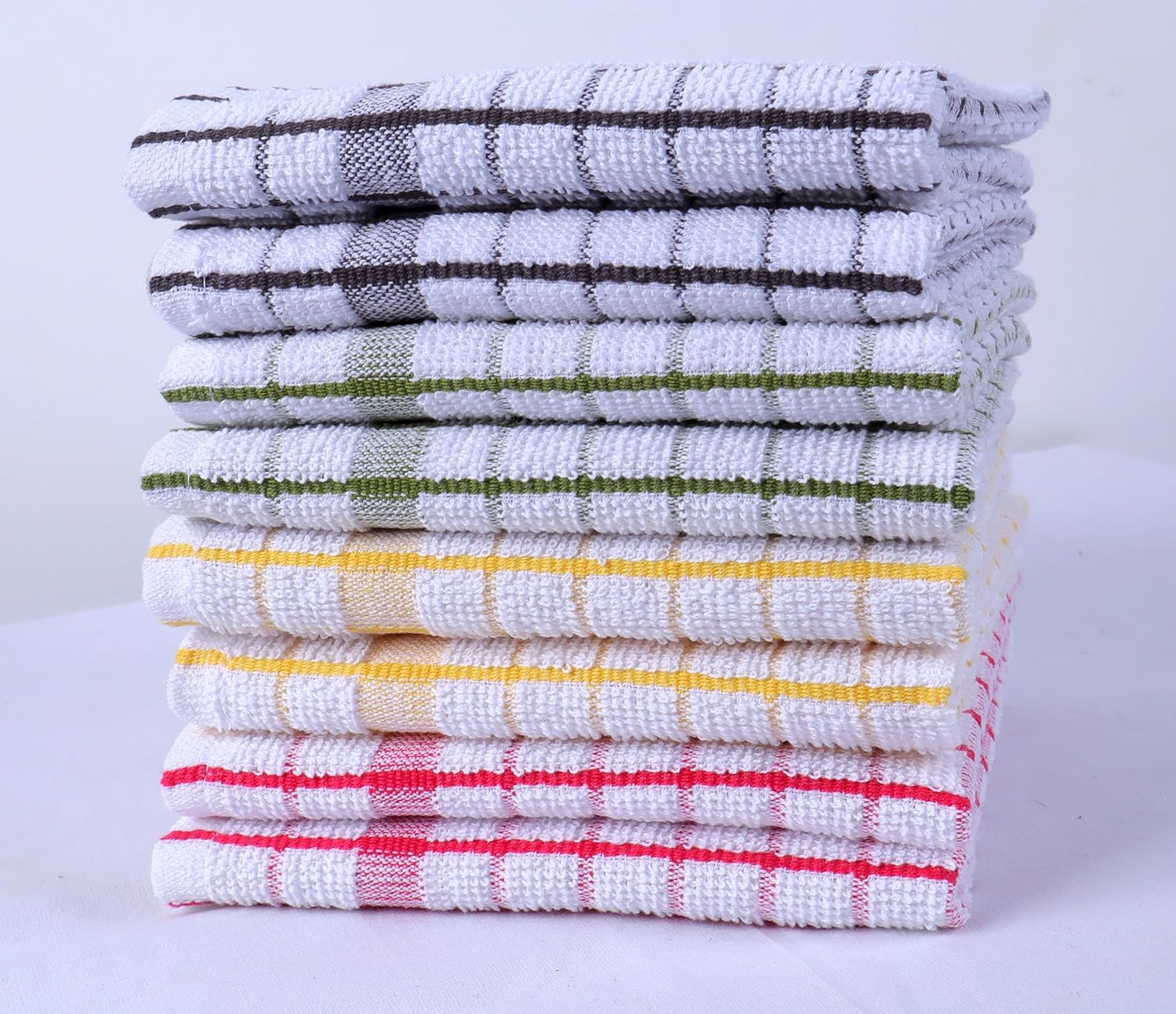 AMOUR INFINI Kitchen Dish Cloths Set of 8 - Ultra Soft, Highly Absorbent, Quick-Drying Terry Cotton