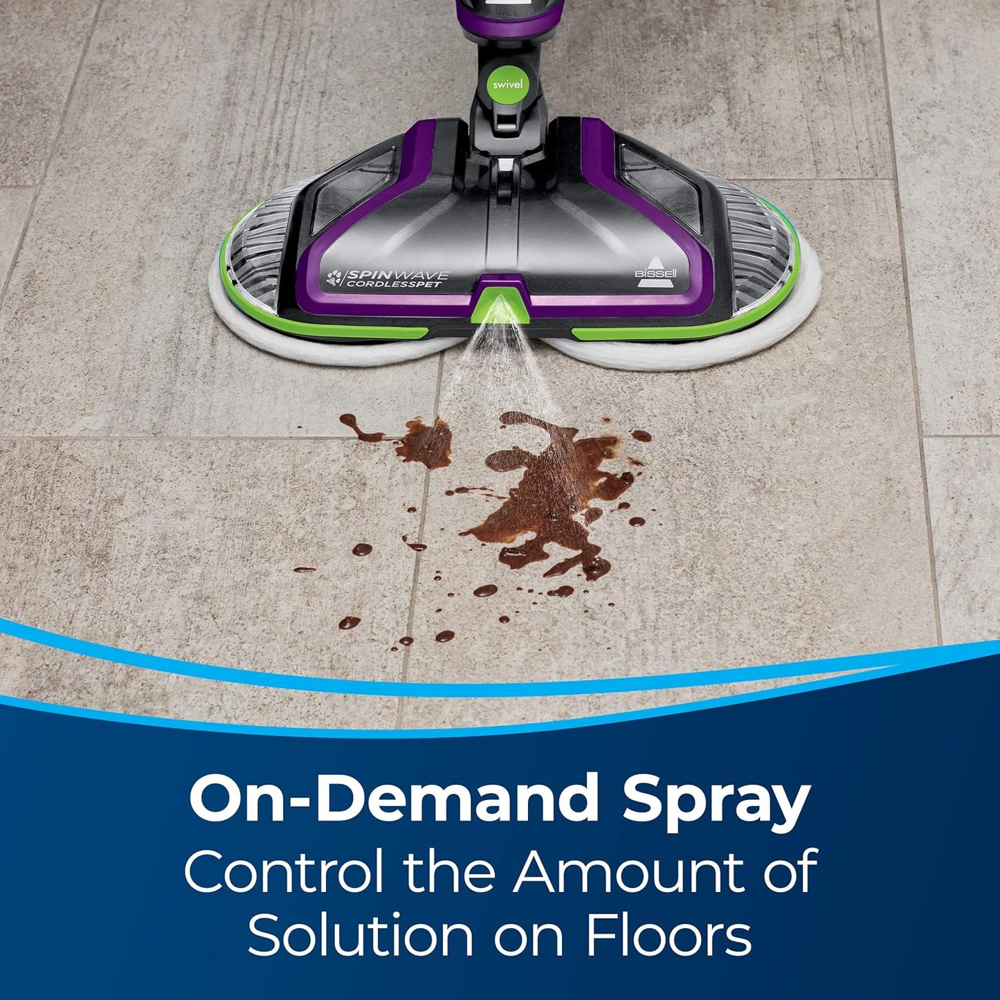 BISSELL® Spinwave Cordless Pet Hard Floor Spin Mop Cleaner 18V with washable mop pads for sealed