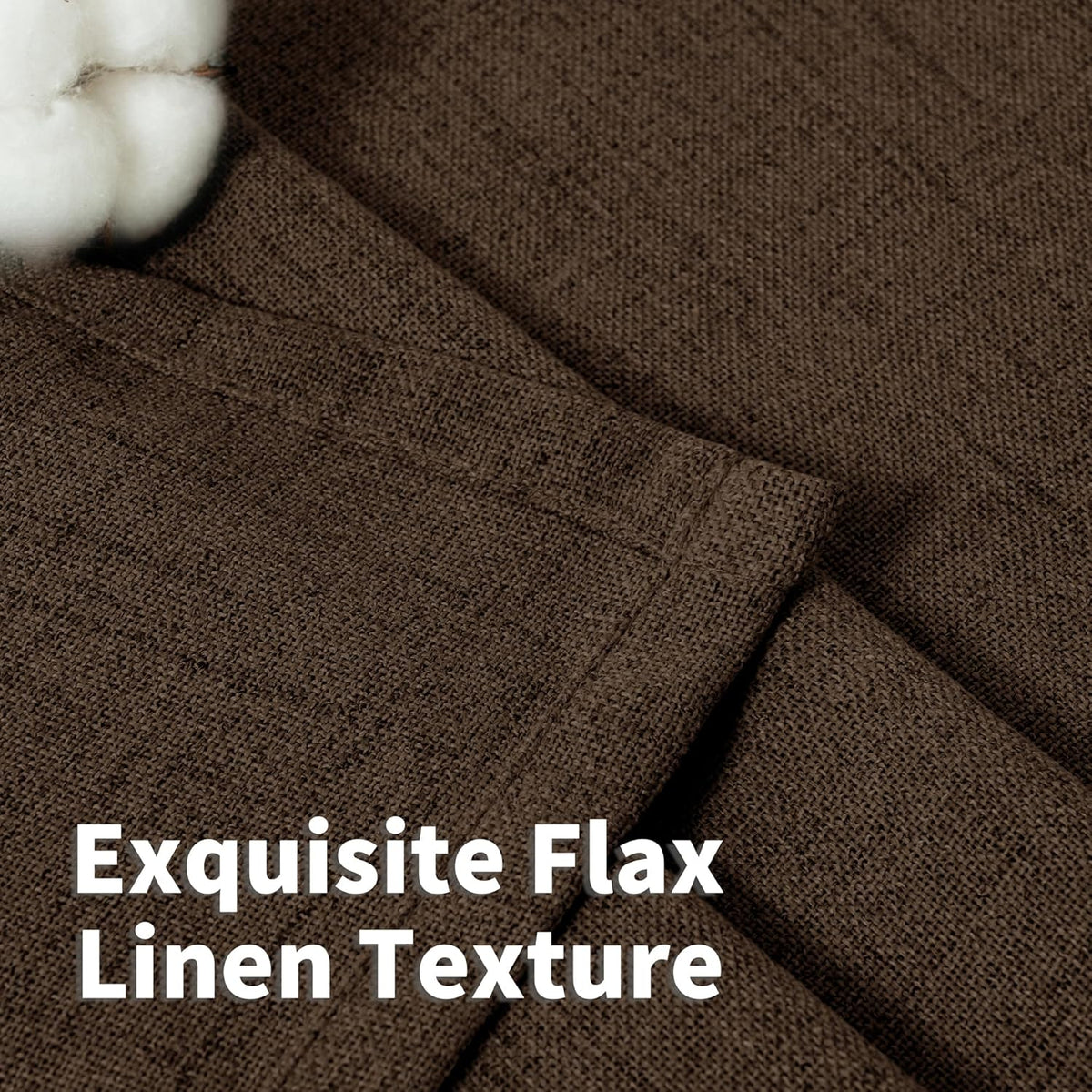 YoungsTex Brown Linen Curtains 48 Inches Long for Short Window, Light Filtering Drapes Privacy with
