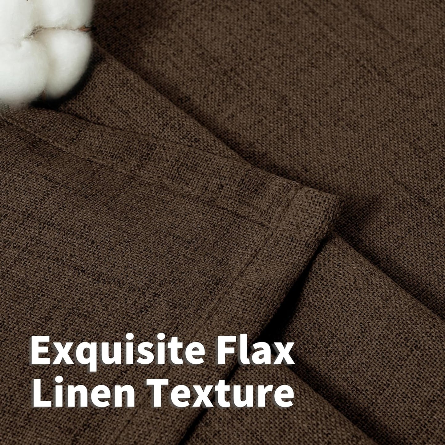 YoungsTex Brown Linen Curtains 84 Inch Length for Living Room, Chocolate Semi Sheer Drapes with