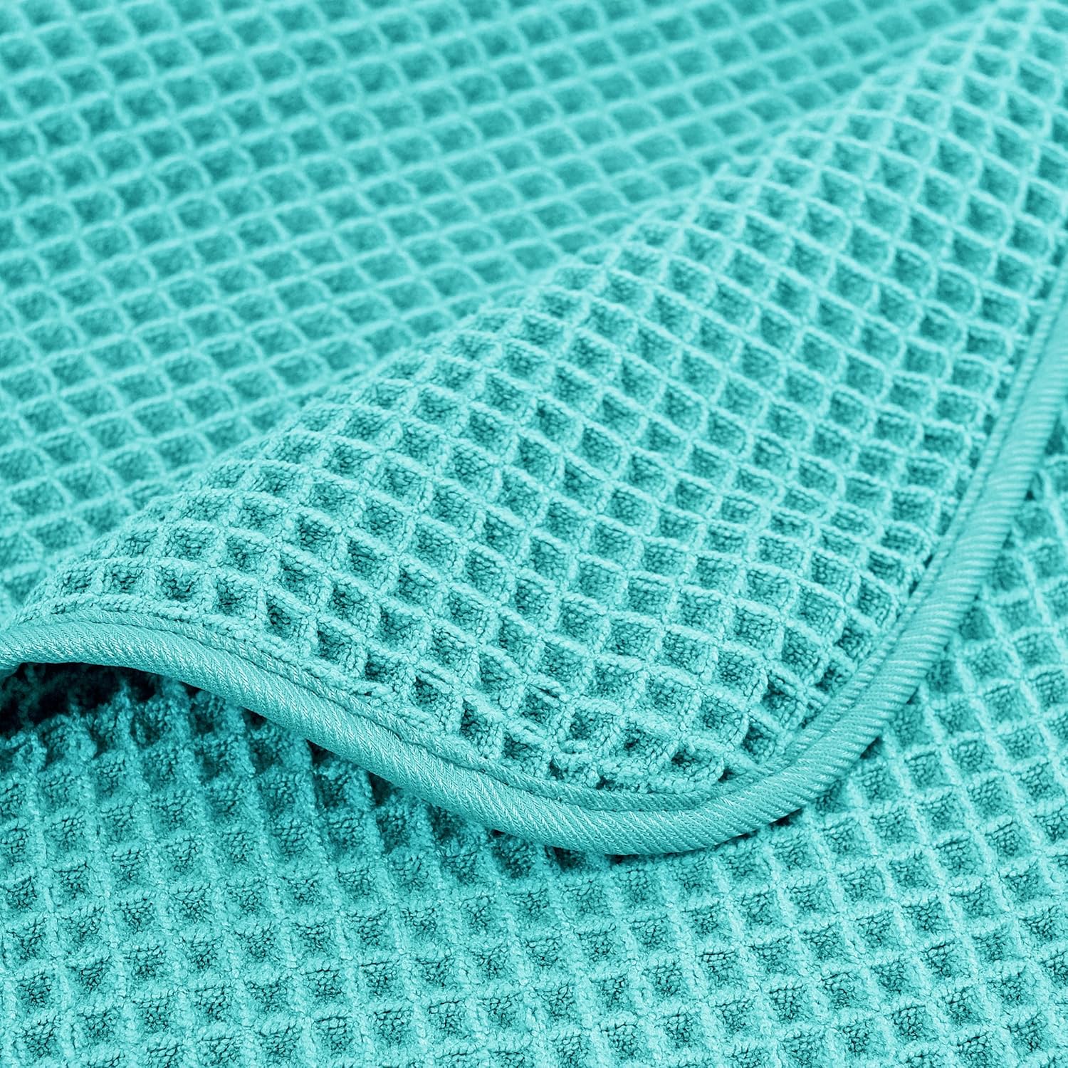 POLYTE Microfiber Oversize Quick Dry Lint Free Bath Towel, 60 x 30 in, 4 Pack (Waffle Weave)