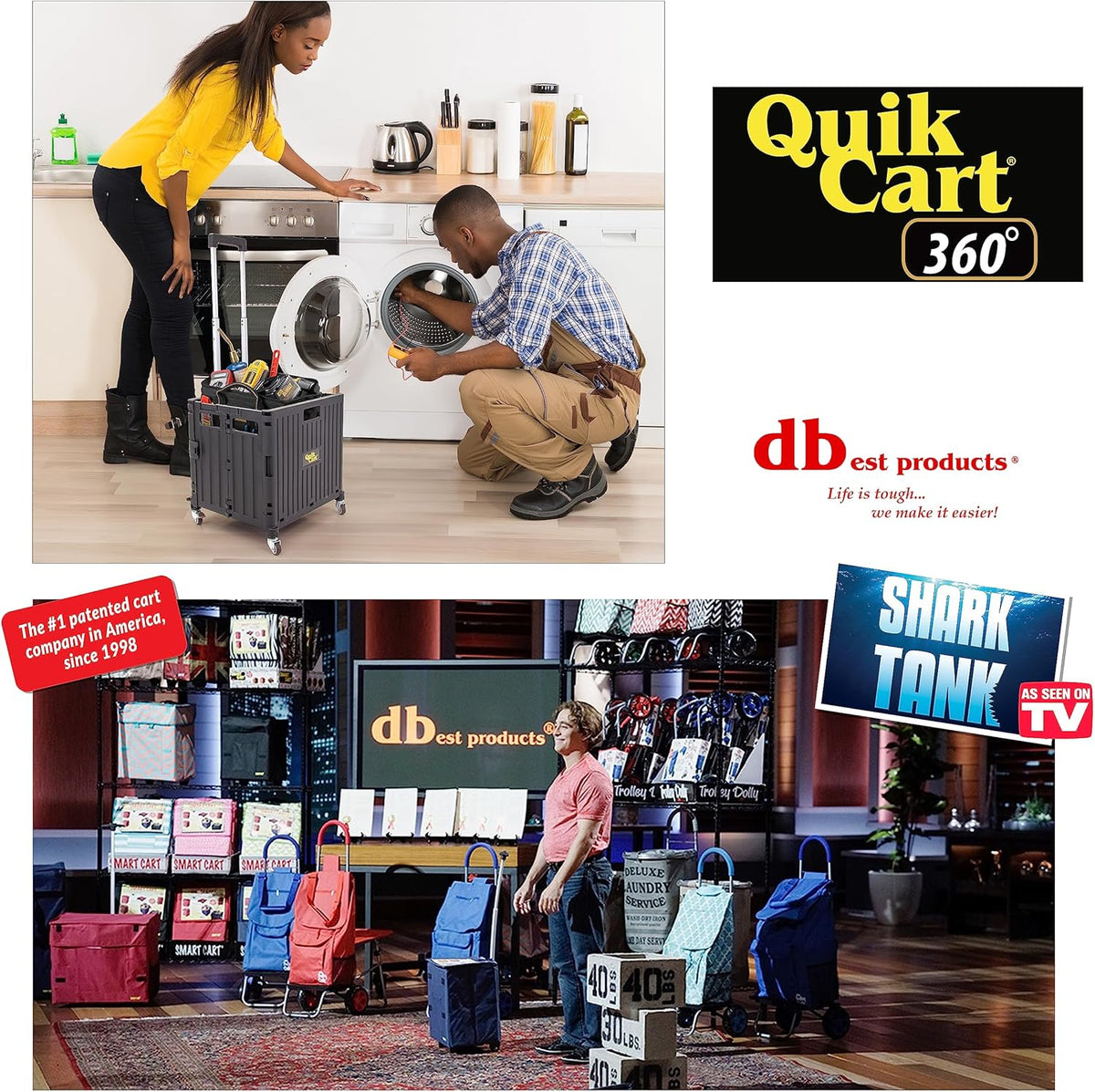 dbest products Quik Cart 360 Four Wheeled Rolling Crate Teacher Utility with seat Heavy Duty