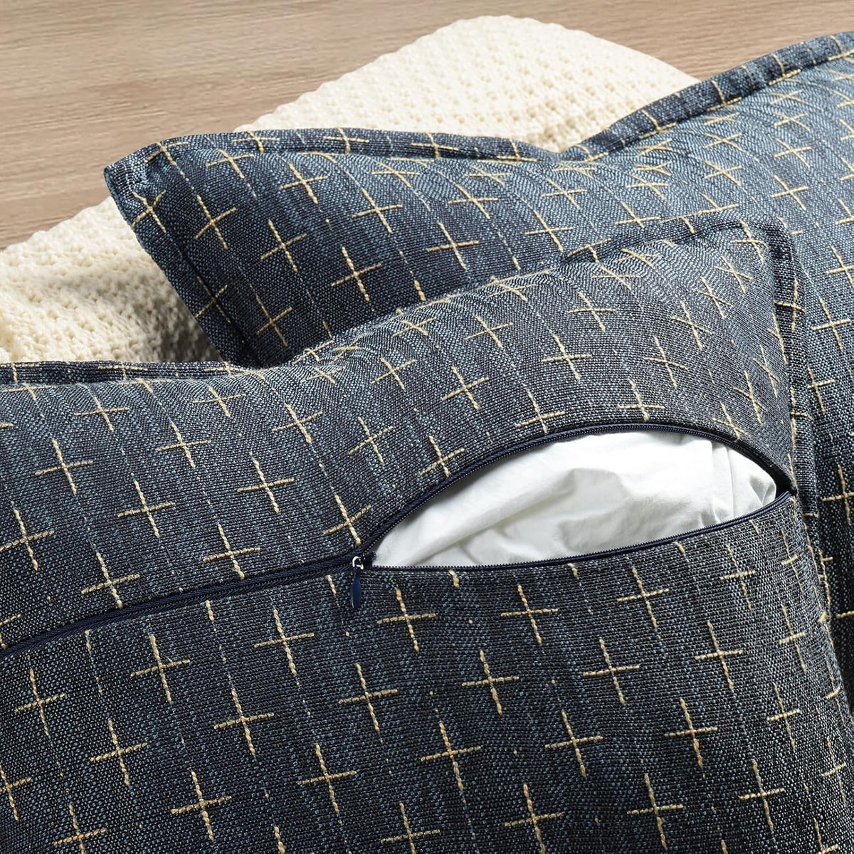 ZWJD 12x20 Pillow Covers Set of 2 Soft Polyester Textured Pillow Covers with Stylish Flange Edge