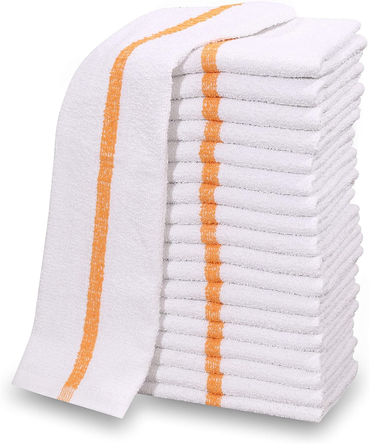 120 PC New Cotton Blend White Restaurant Bar Mops Kitchen Towels (10 Dozen ) (120, Gold Stripe), 32