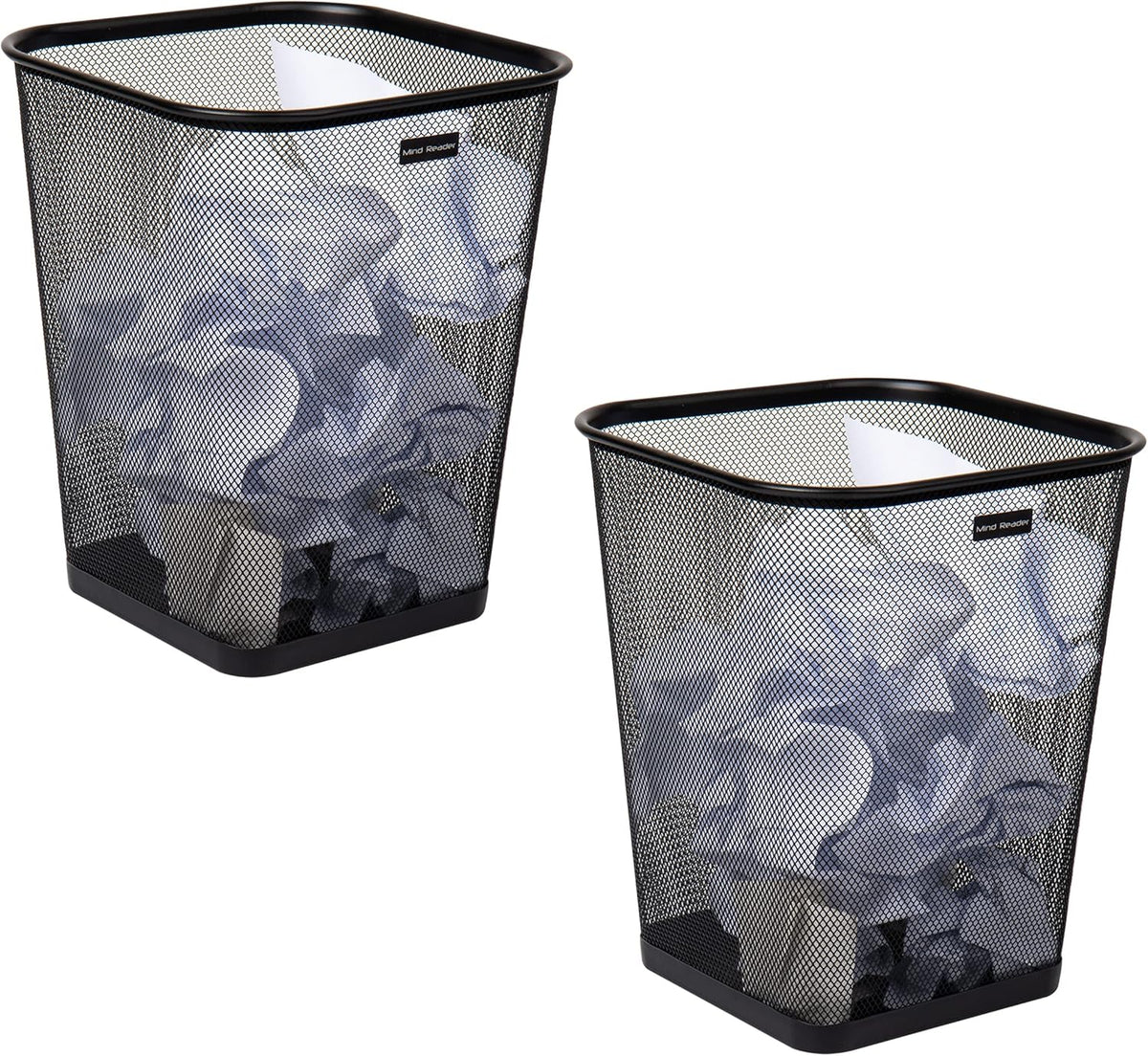 Mind Reader Mesh Trash Can, Waste Paper Basket, Square, Office, Metal Mesh, 9.75"L x 9.75"W x