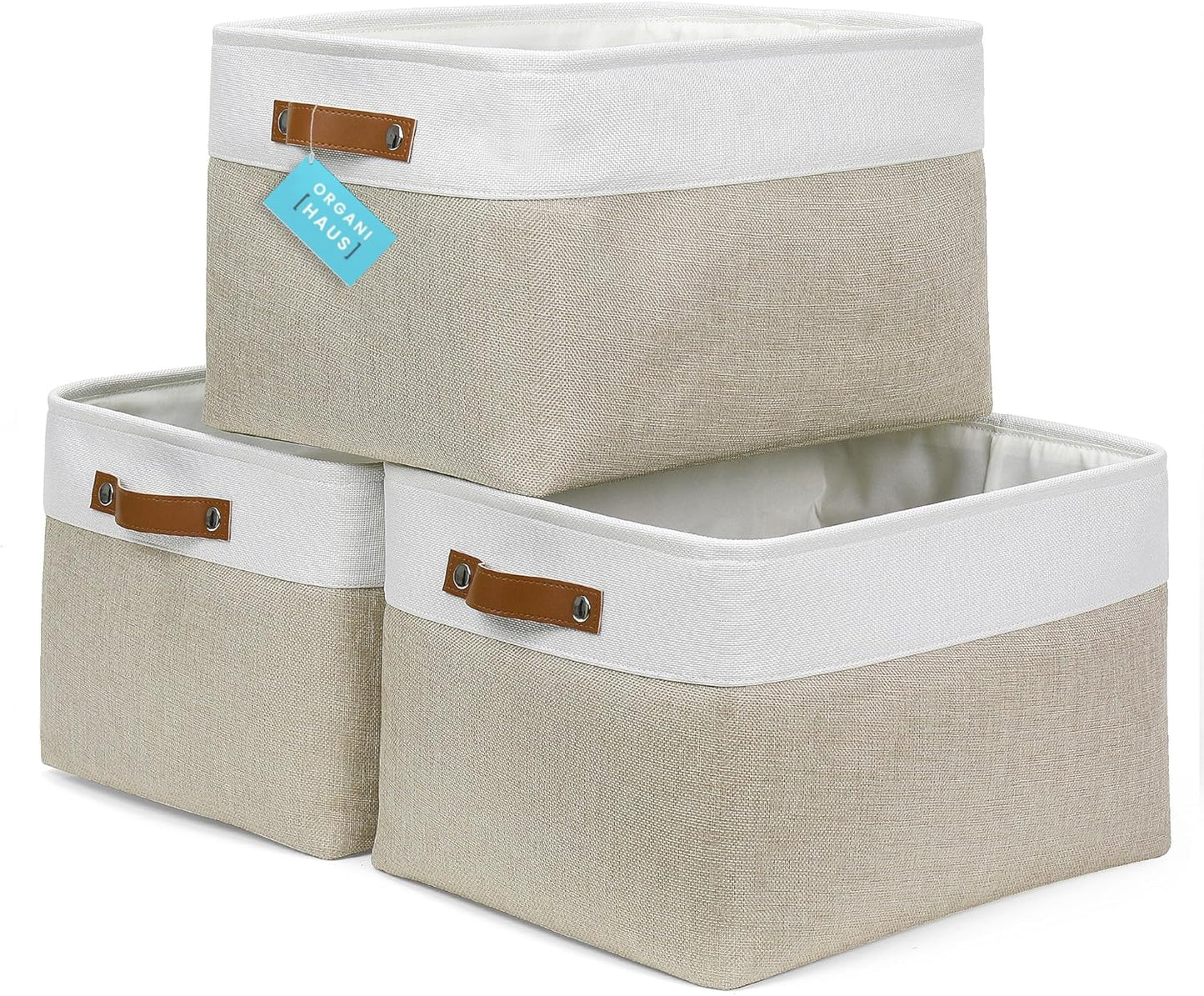 OrganiHaus Extra Large Fabric Storage Bins for Shelves 16x13in, Closet Storage Baskets for Shelf