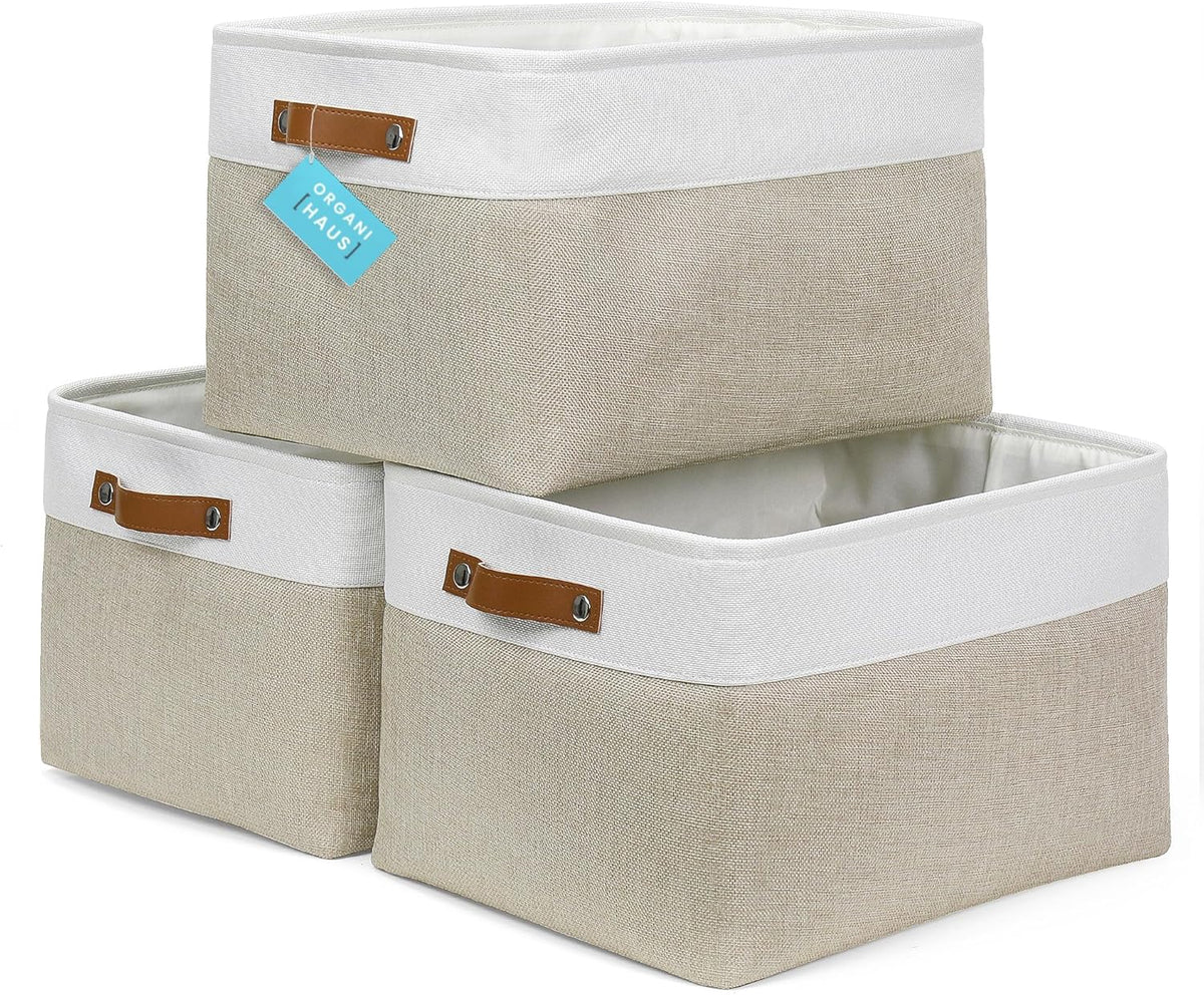 OrganiHaus Extra Large Fabric Storage Bins for Shelves 16x13in, Closet Storage Baskets for Shelf