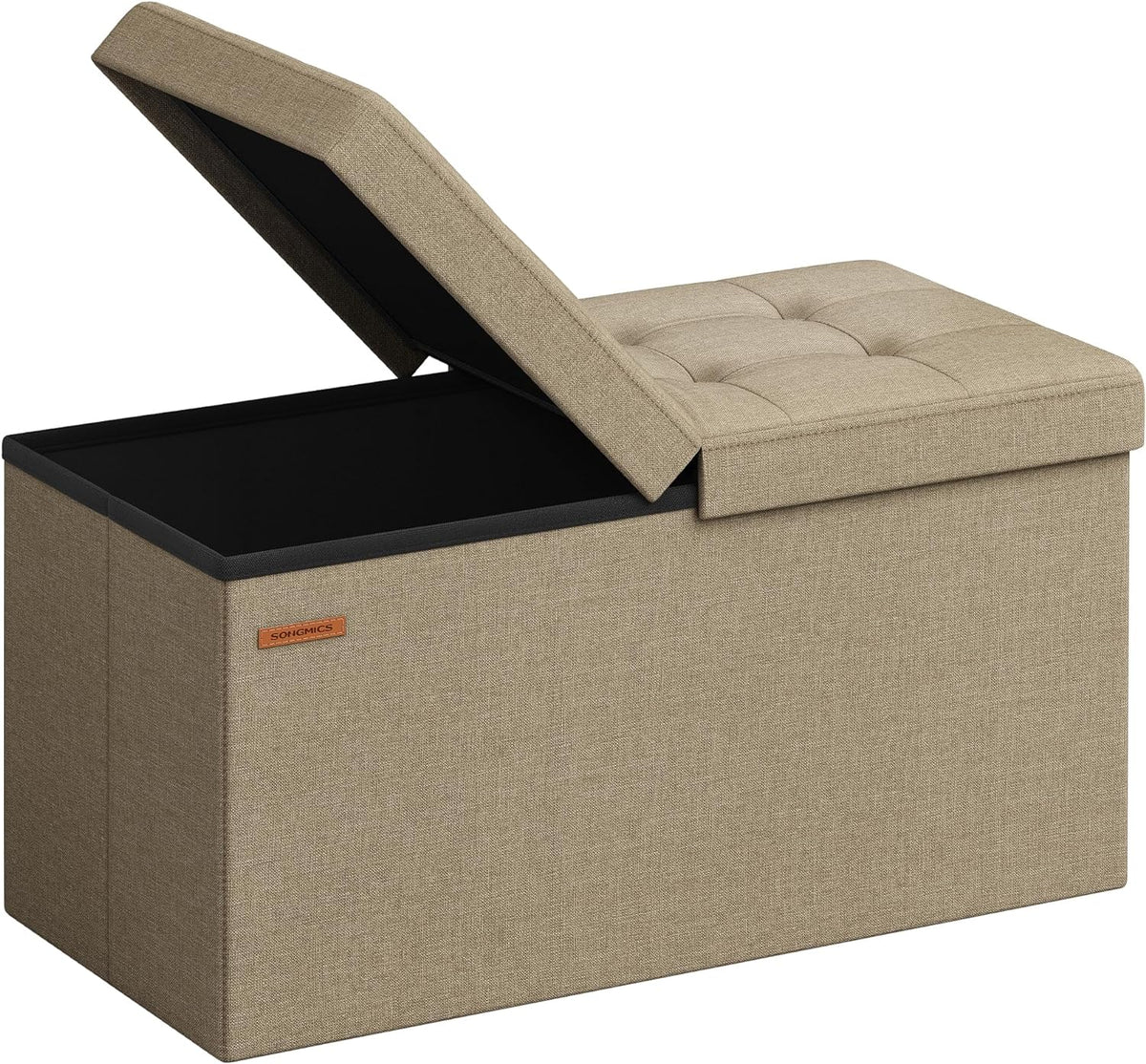 SONGMICS Mazie Collection - 30 Inches Storage Ottoman, Foldable Storage Bench with Flipping Lid