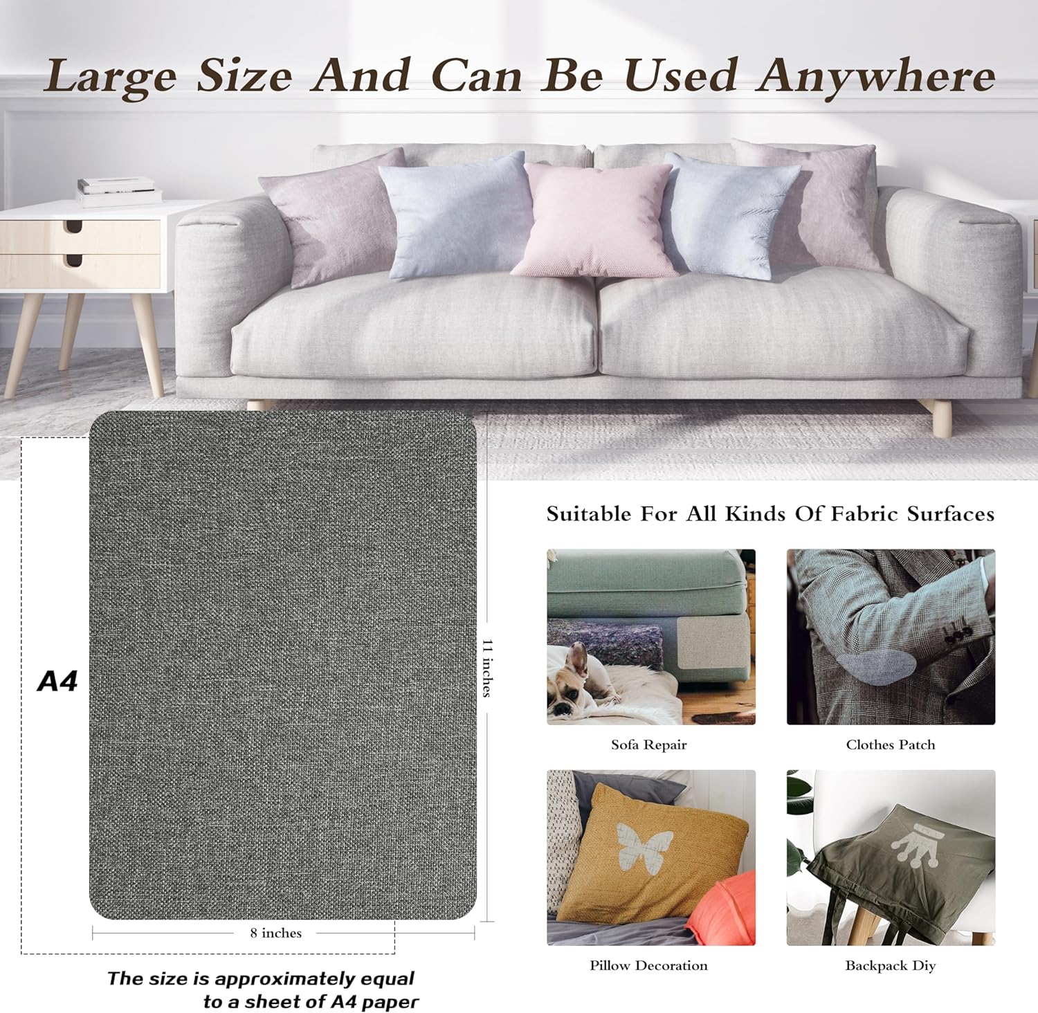 KING MOUNTAIN Fine Linen Repair Patches, Self-Adhesive Linen Fabric Patches, 8X11 inch Extra Size